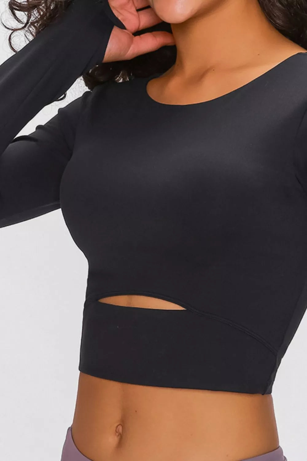 Millennia Long Sleeve Cropped Top With Sports Strap - cas7m