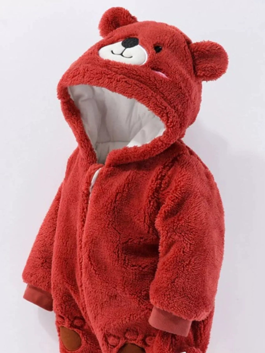 Children's Cozy Bear Hooded Fleece One-Piece - cas7m