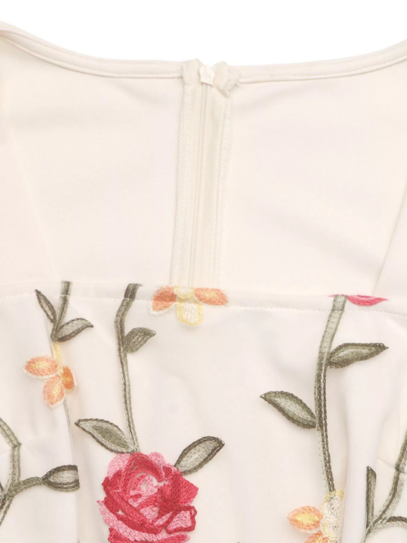 Floral Embroidered Ruffle Trim Jumpsuit - cas7m