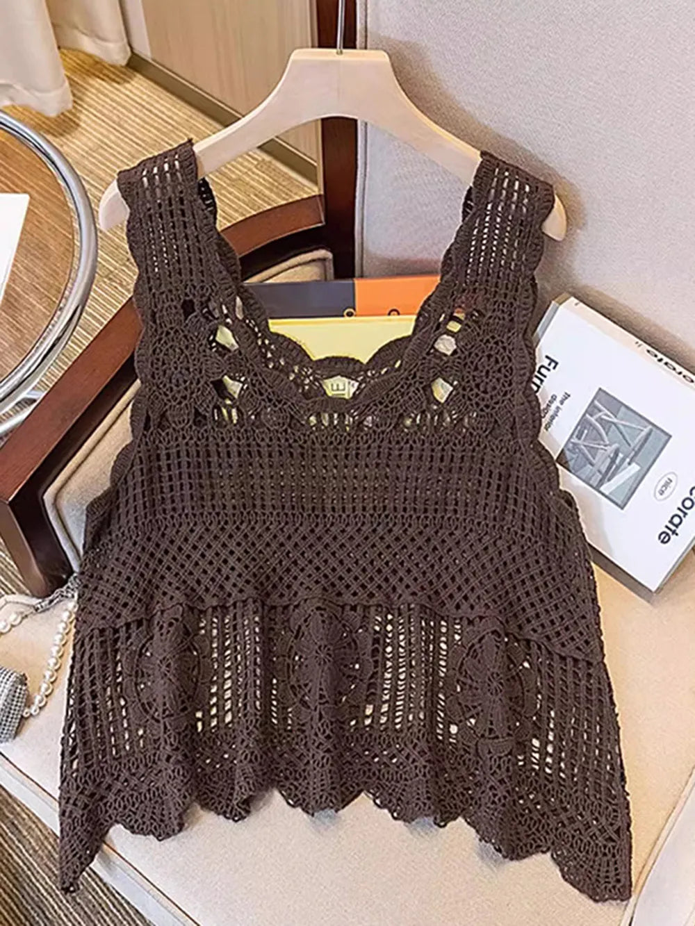 Openwork Scoop Neck Tank - cas7m