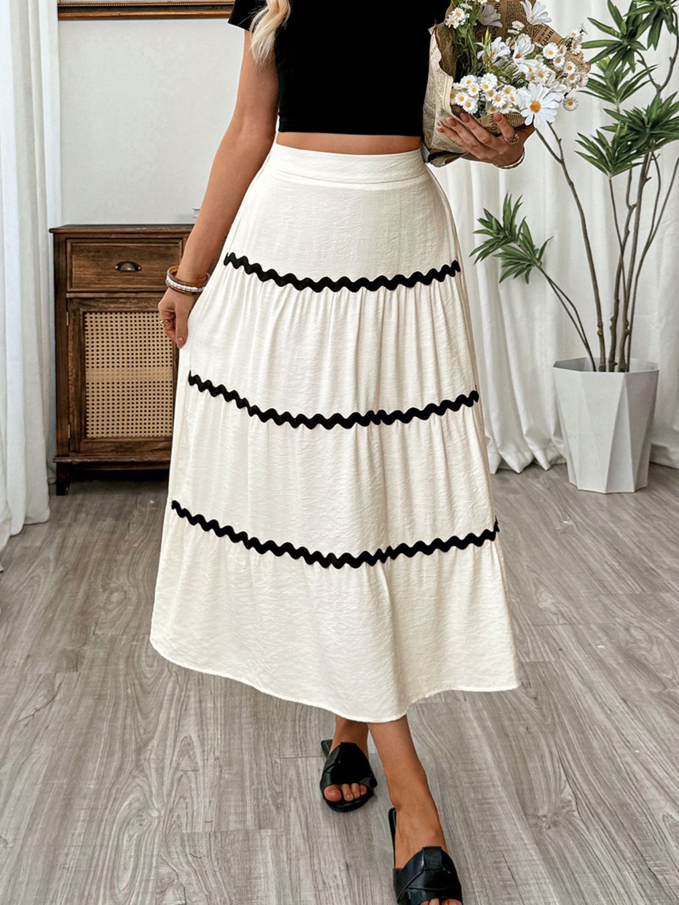 Tiered Flowy Midi Skirt - cas7m