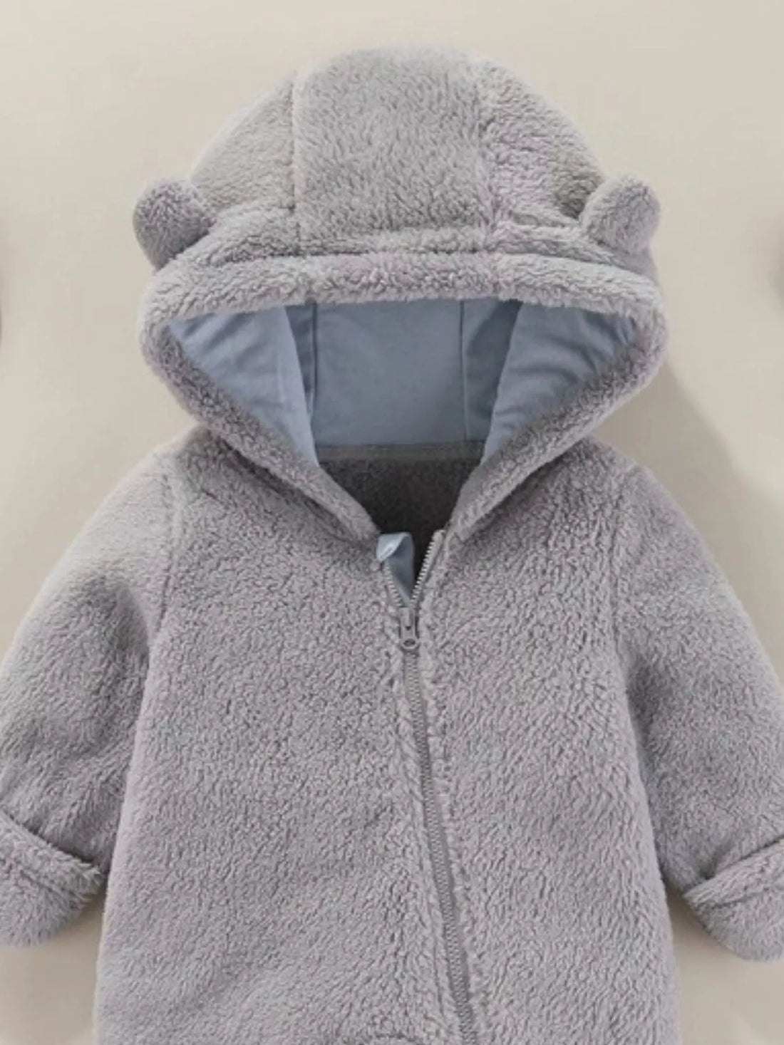 Children's Cozy Bear Hooded Fleece One-Piece - cas7m