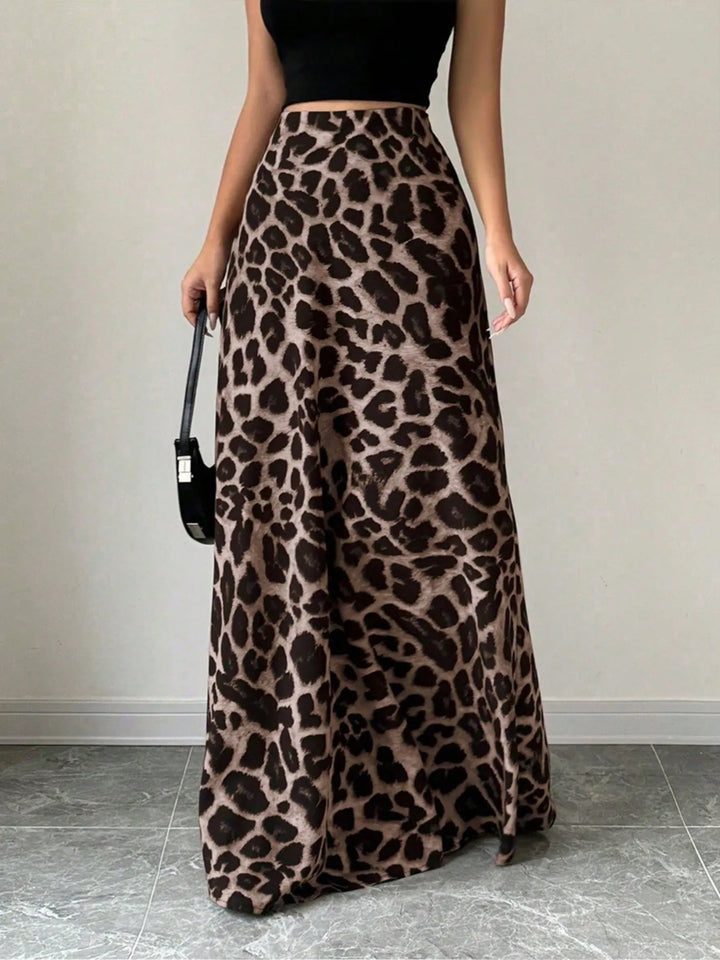 Leopard Print High-Waisted Maxi Skirt - cas7m