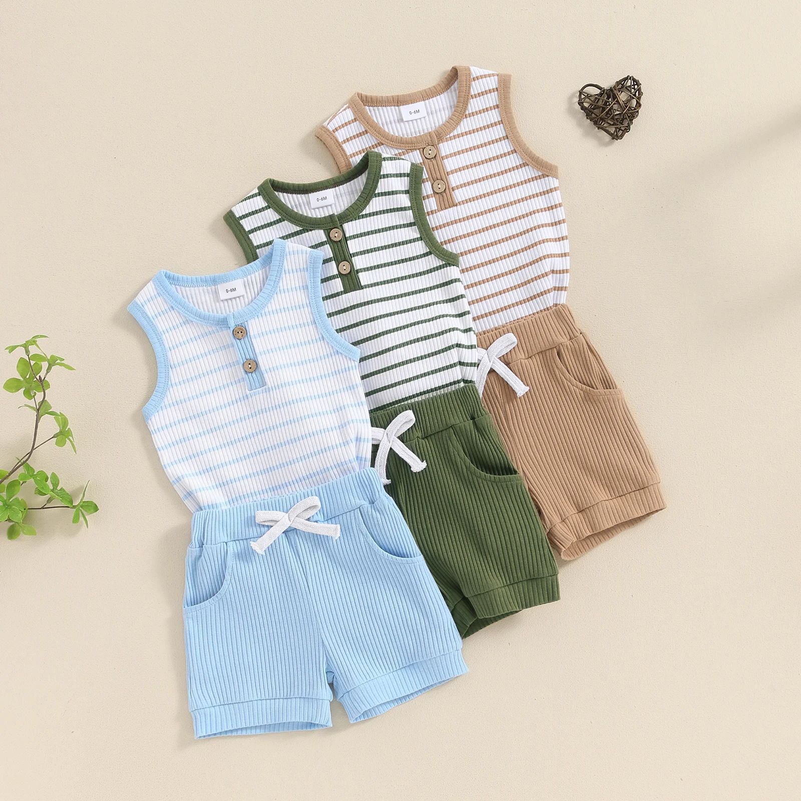 Boys' Fashion Round Neck Top Sports Shorts Suit - cas7m