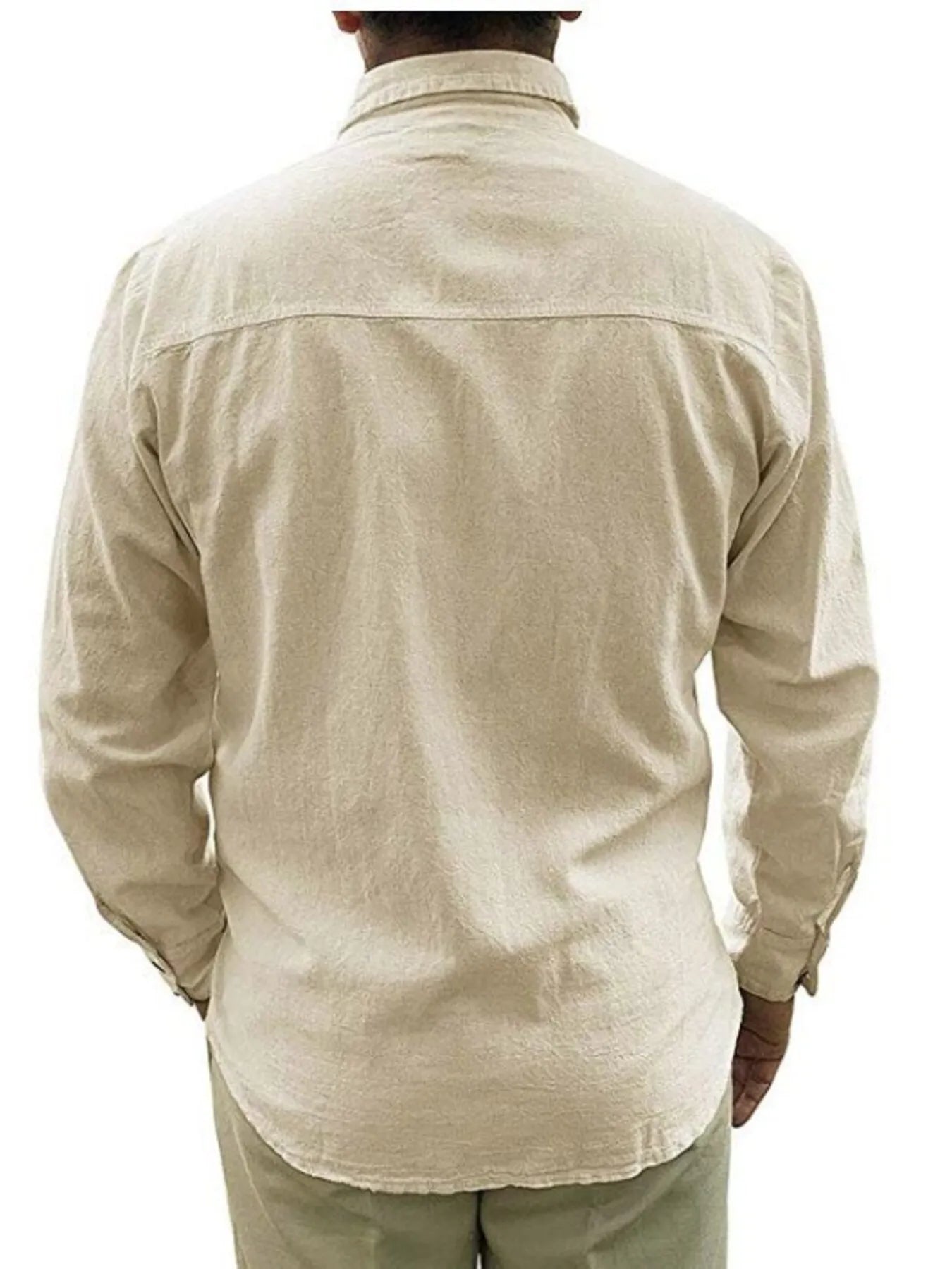 Men's Plus Size Button Up Long Sleeve Shirt - cas7m