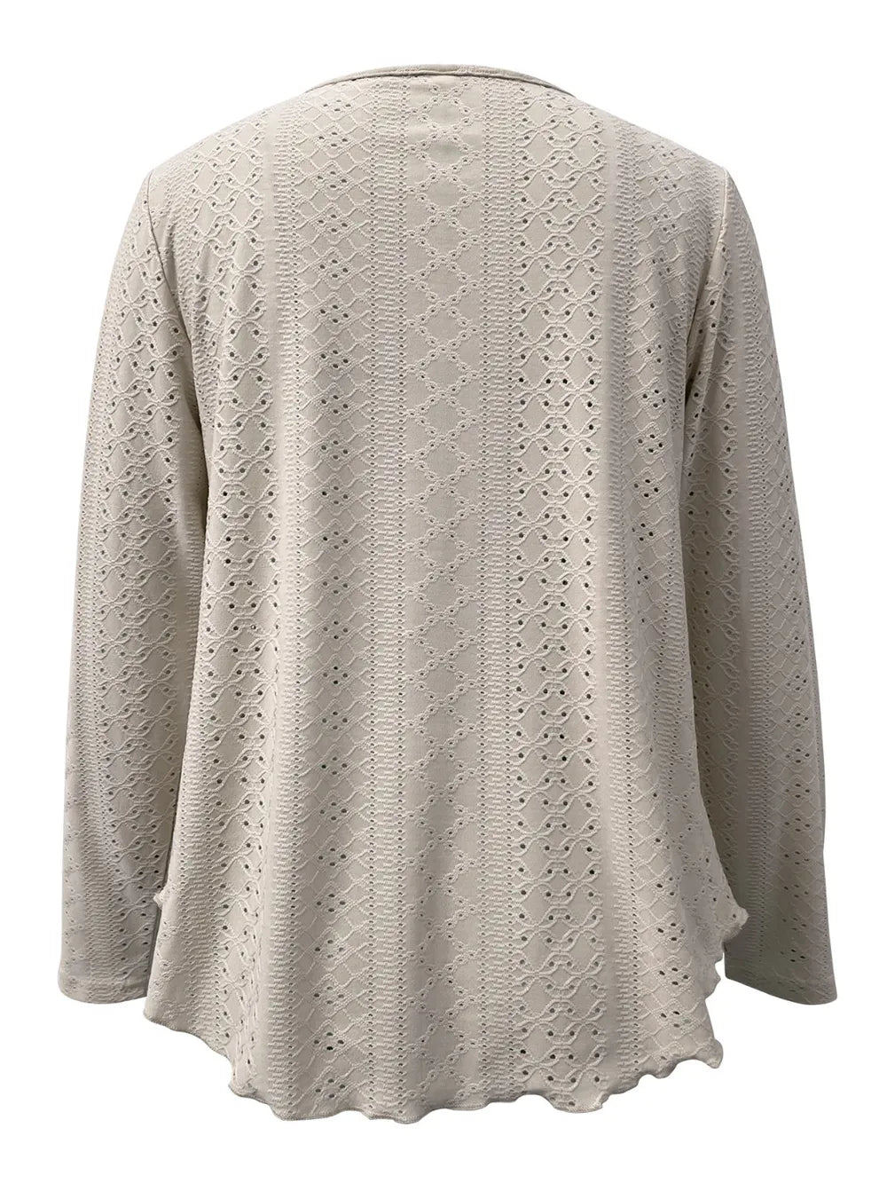Eyelet Long Sleeve Blouse - cas7m