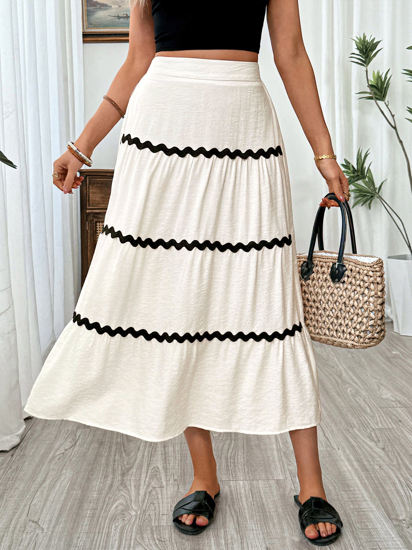 Tiered Flowy Midi Skirt - cas7m
