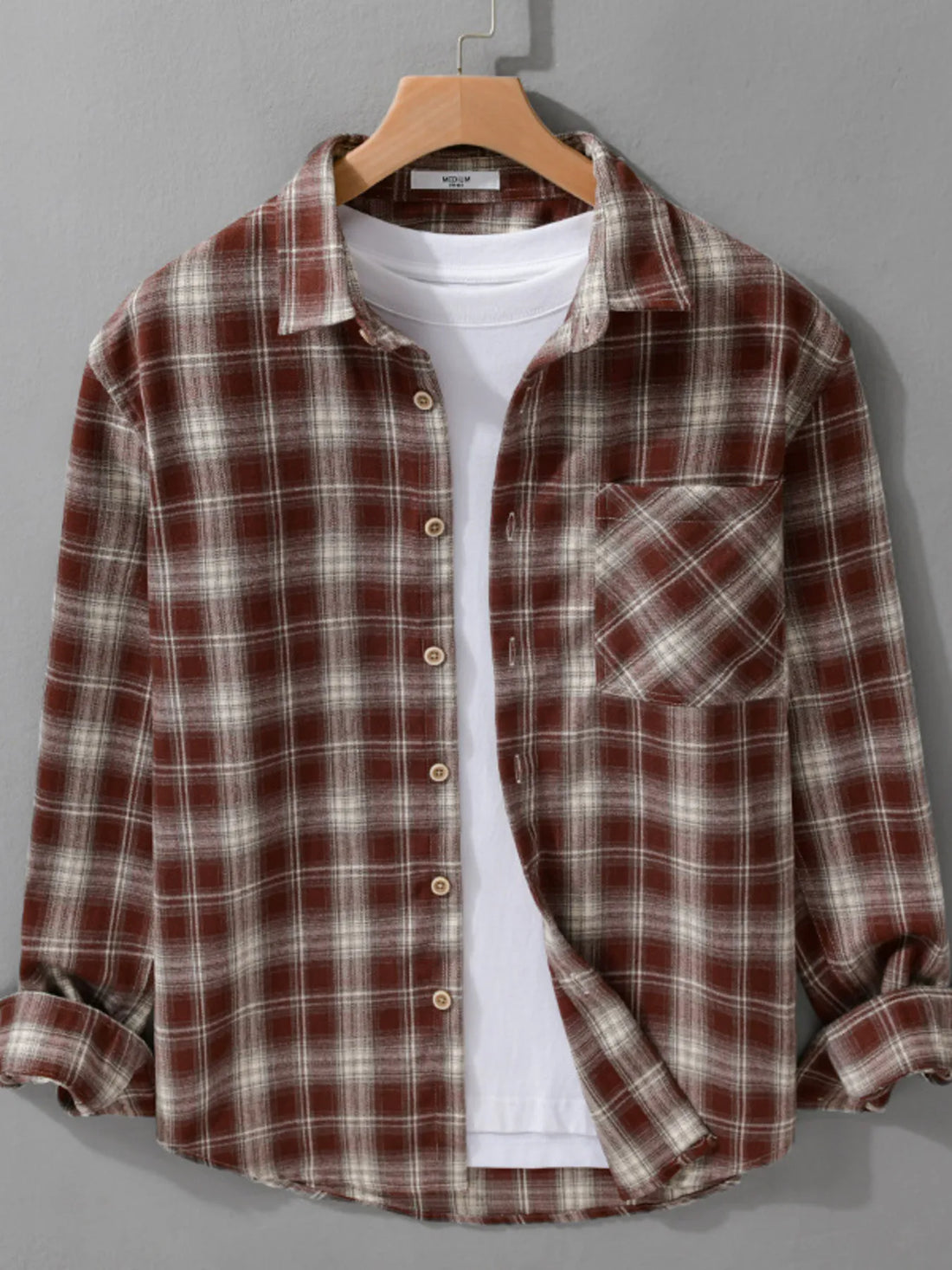 Men's Plus Size Button Up Long Sleeve Shirt - cas7m