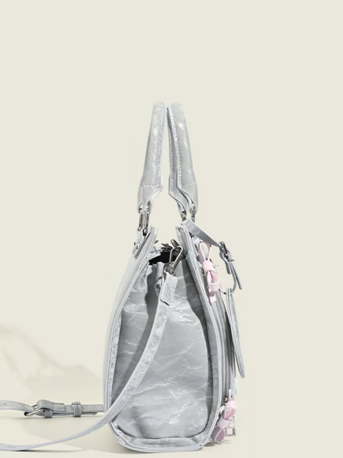 Clear Window Crossbody Bag with Bow Accents - cas7m
