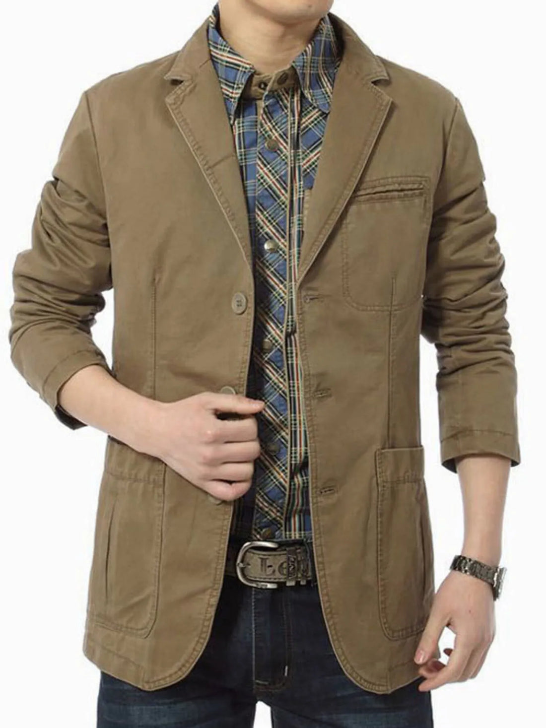 Men's Plus Size Lapel Collar Button Up Blazer - cas7m