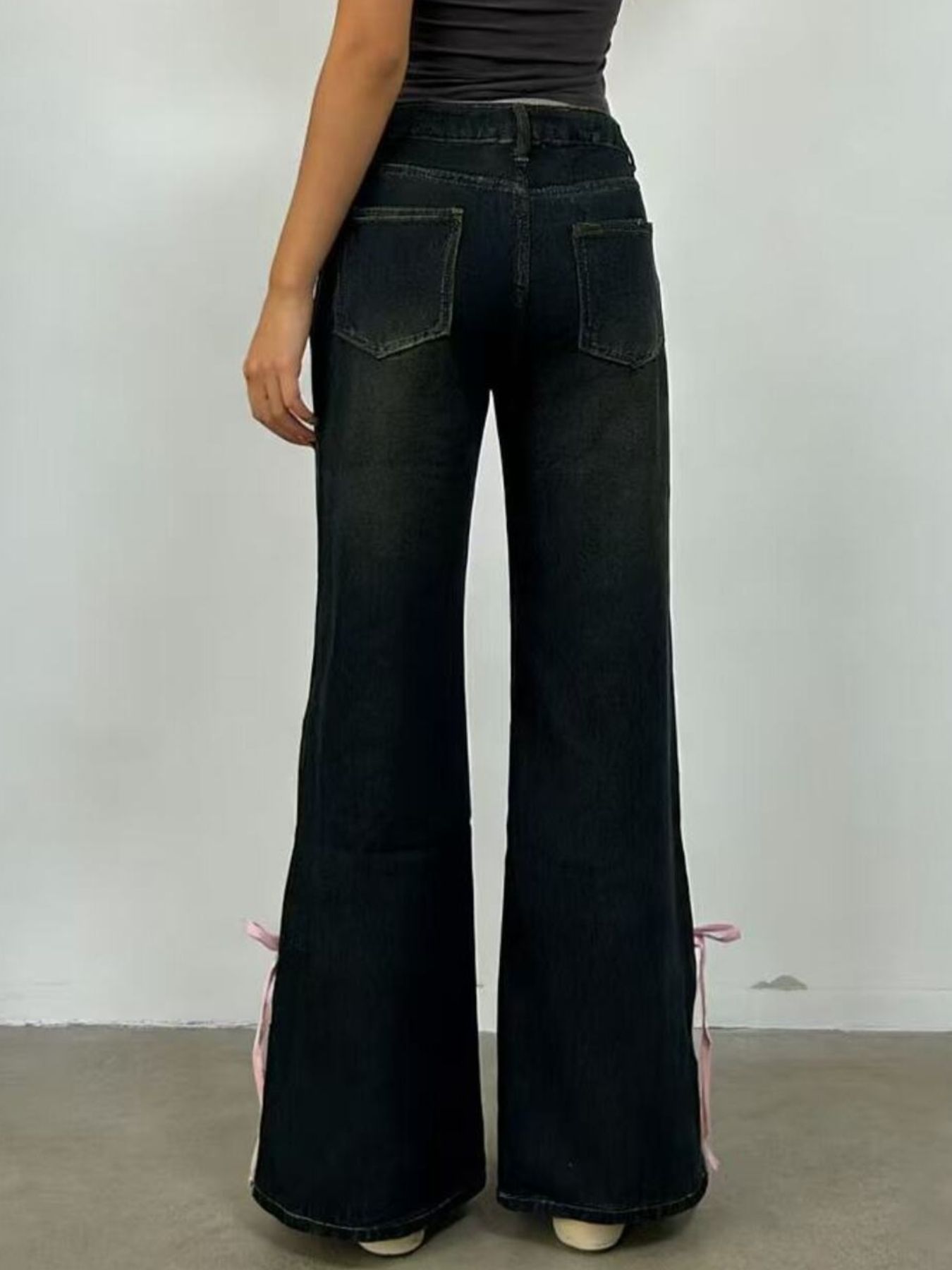Ribbon Detail Flare Jeans - cas7m