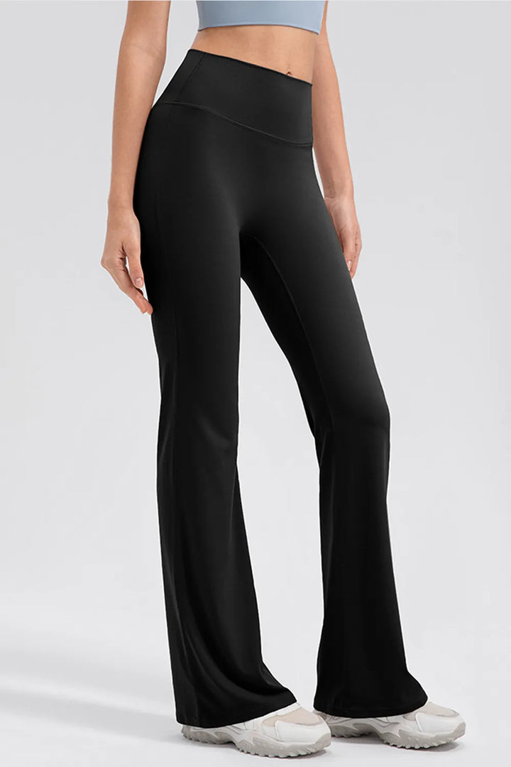 Wide Waistband High Waist Bootcut Active Leggings - cas7m