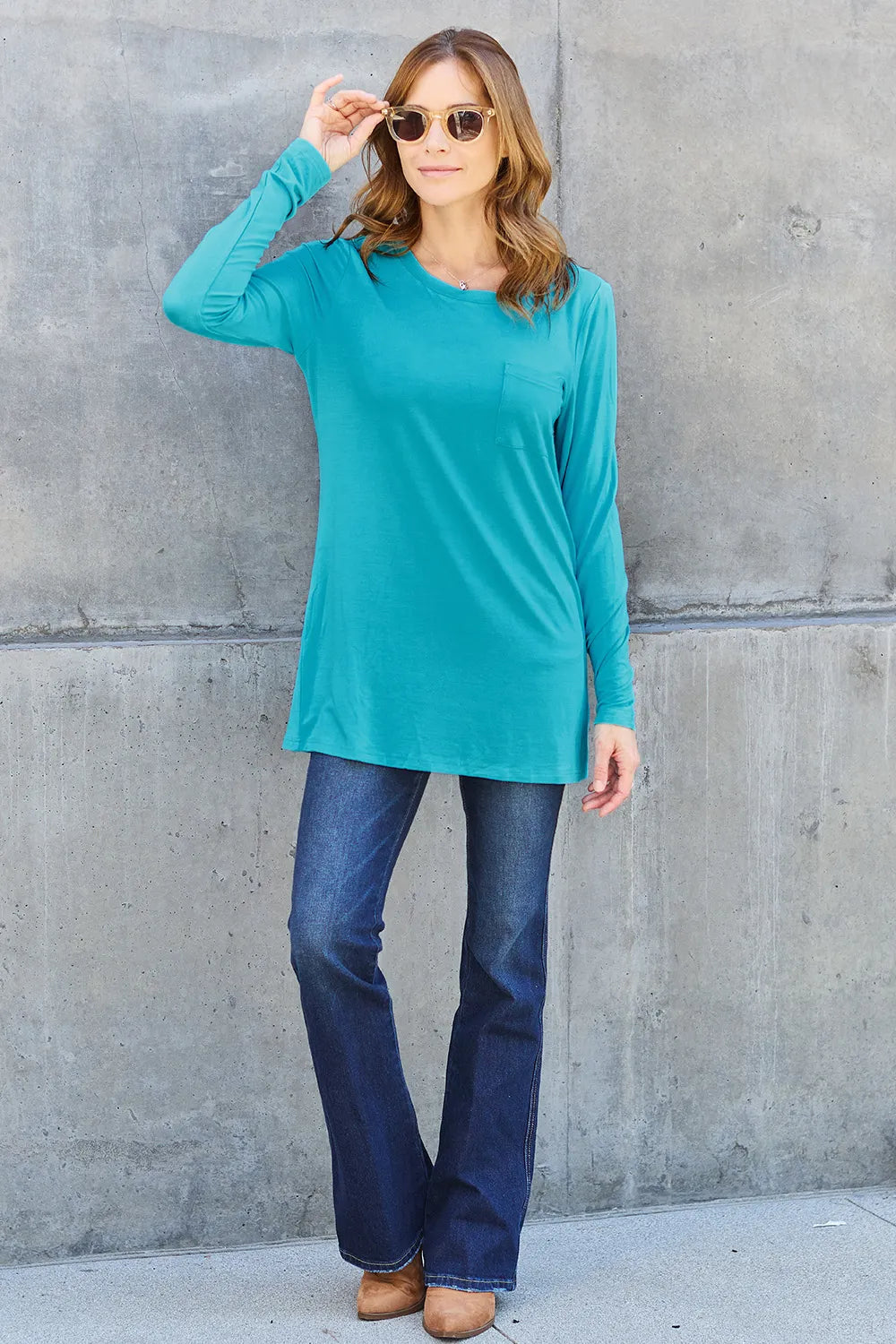 Basic Bae Full Size Round Neck Long Sleeve Top - cas7m