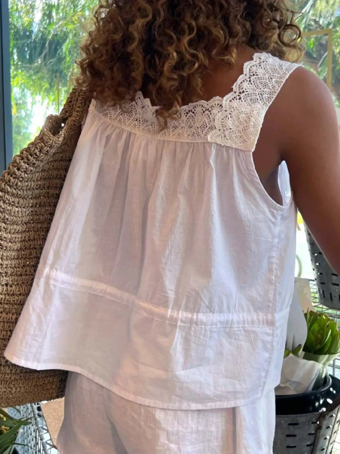 Lace Detail Drawstring Tank - cas7m
