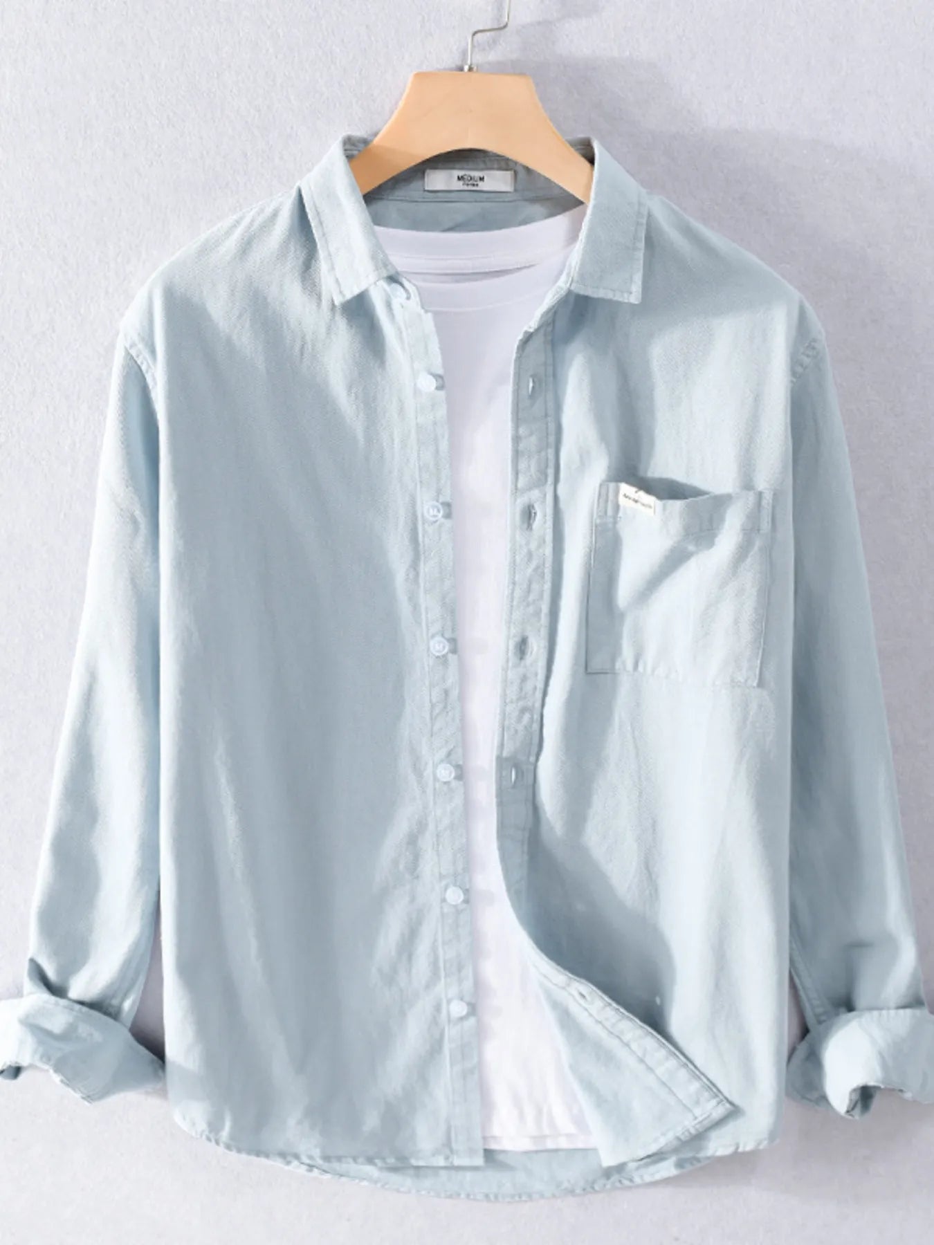 Men's Plus Size Button Up Long Sleeve Shirt - cas7m