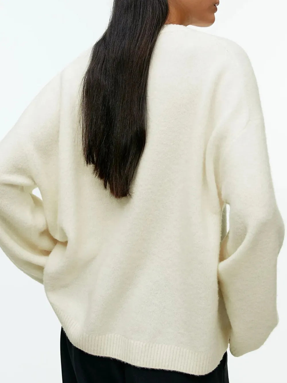 Round Neck Drop Shoulder Sweater - cas7m