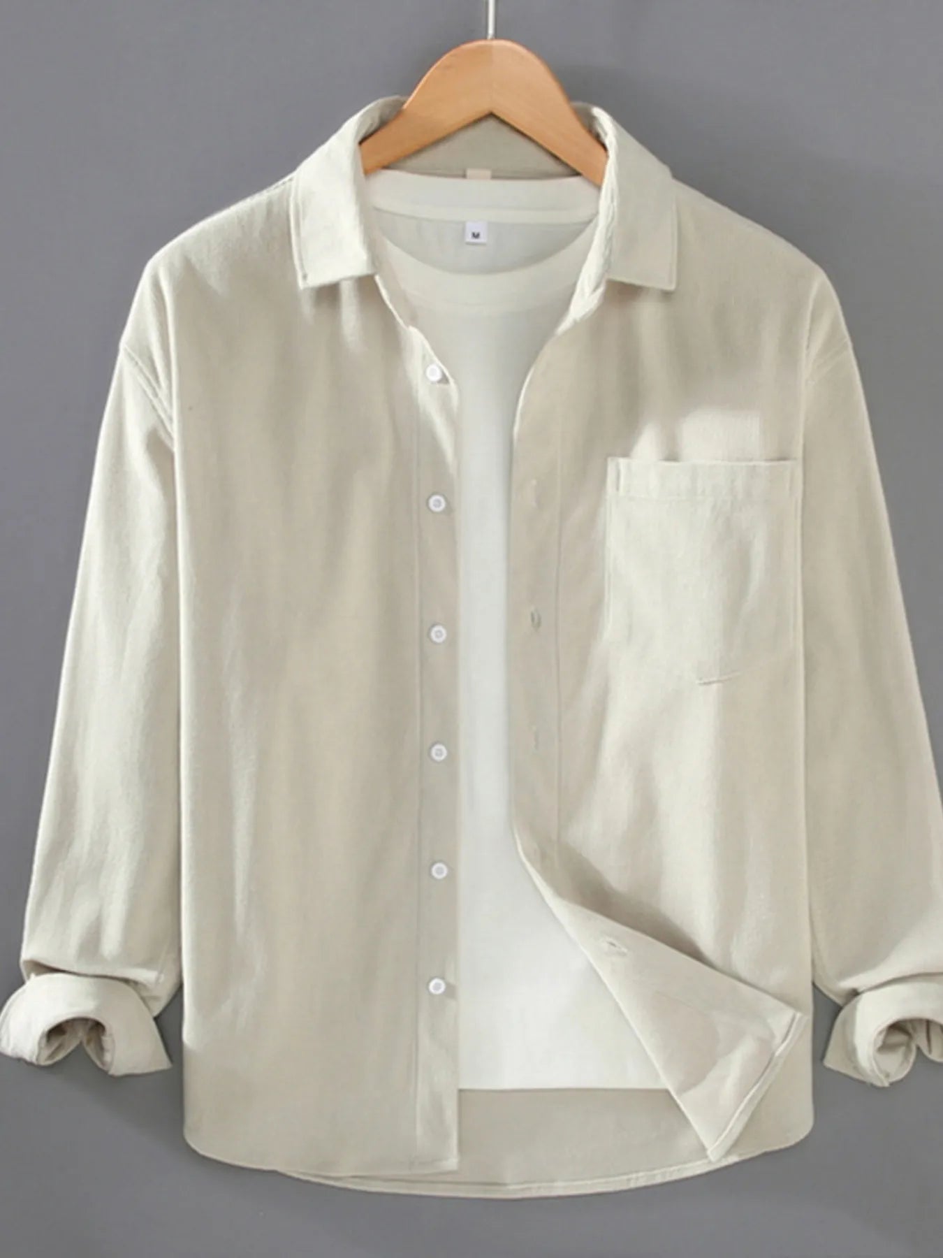 Men's Plus Size Button Up Long Sleeve Shirt - cas7m