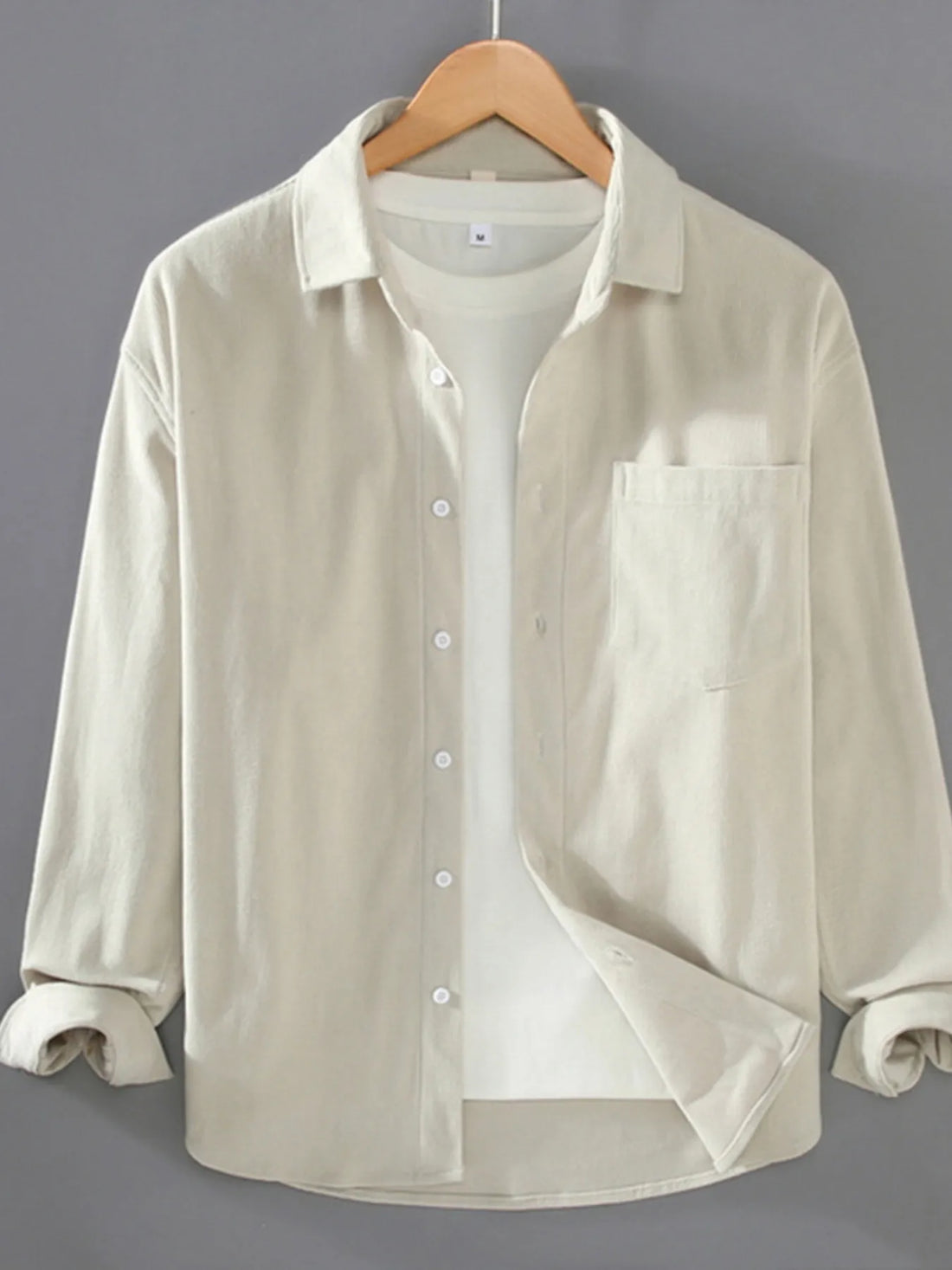 Men's Plus Size Button Up Long Sleeve Shirt - cas7m