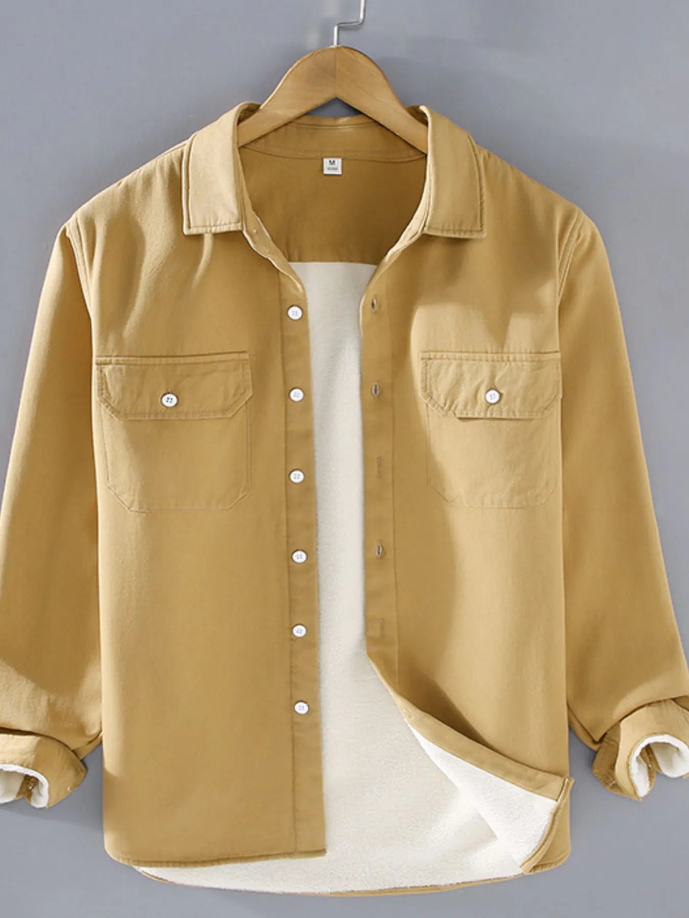Men's Plus Size Button Up Long Sleeve Shirt - cas7m