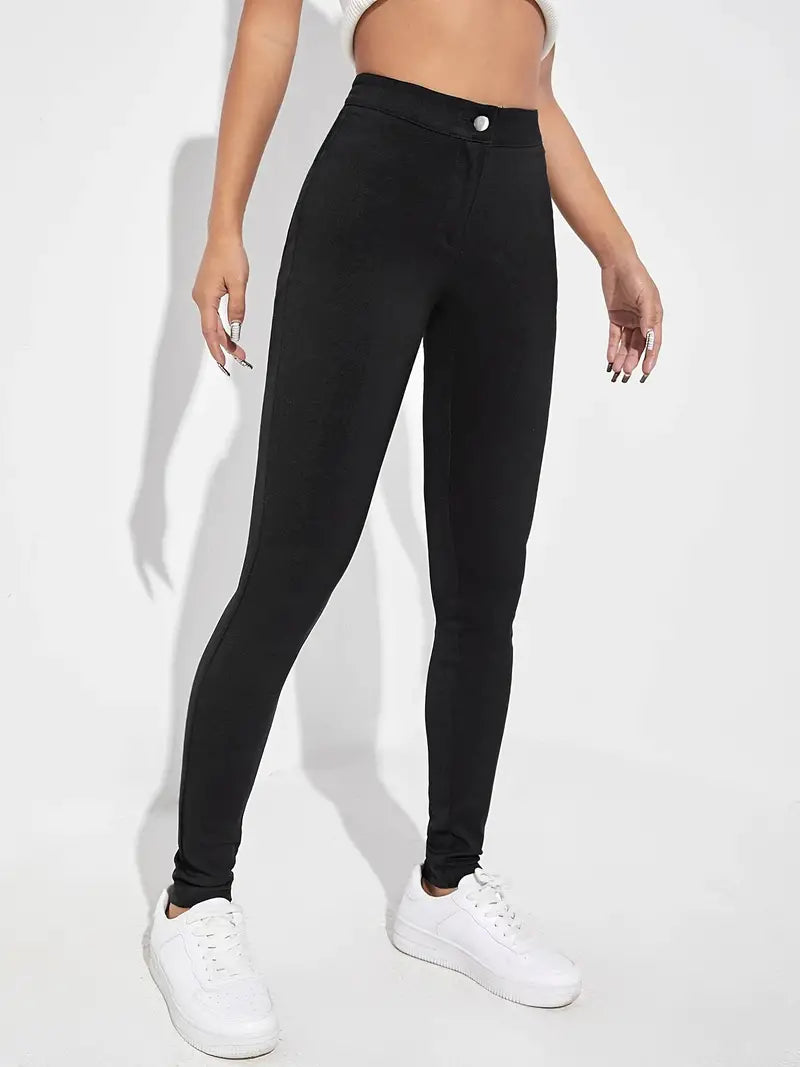 Women's High Rise Skinny Fit Denim Jeans with Rolled Hem - cas7m