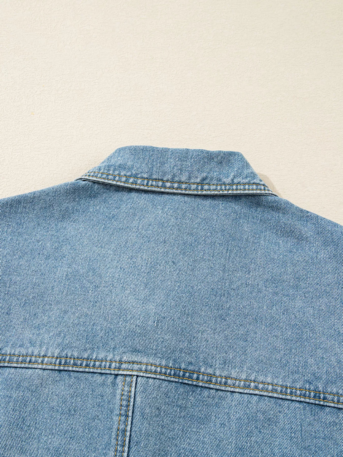 Patched Pockets Side Tie Denim Jacket - cas7m