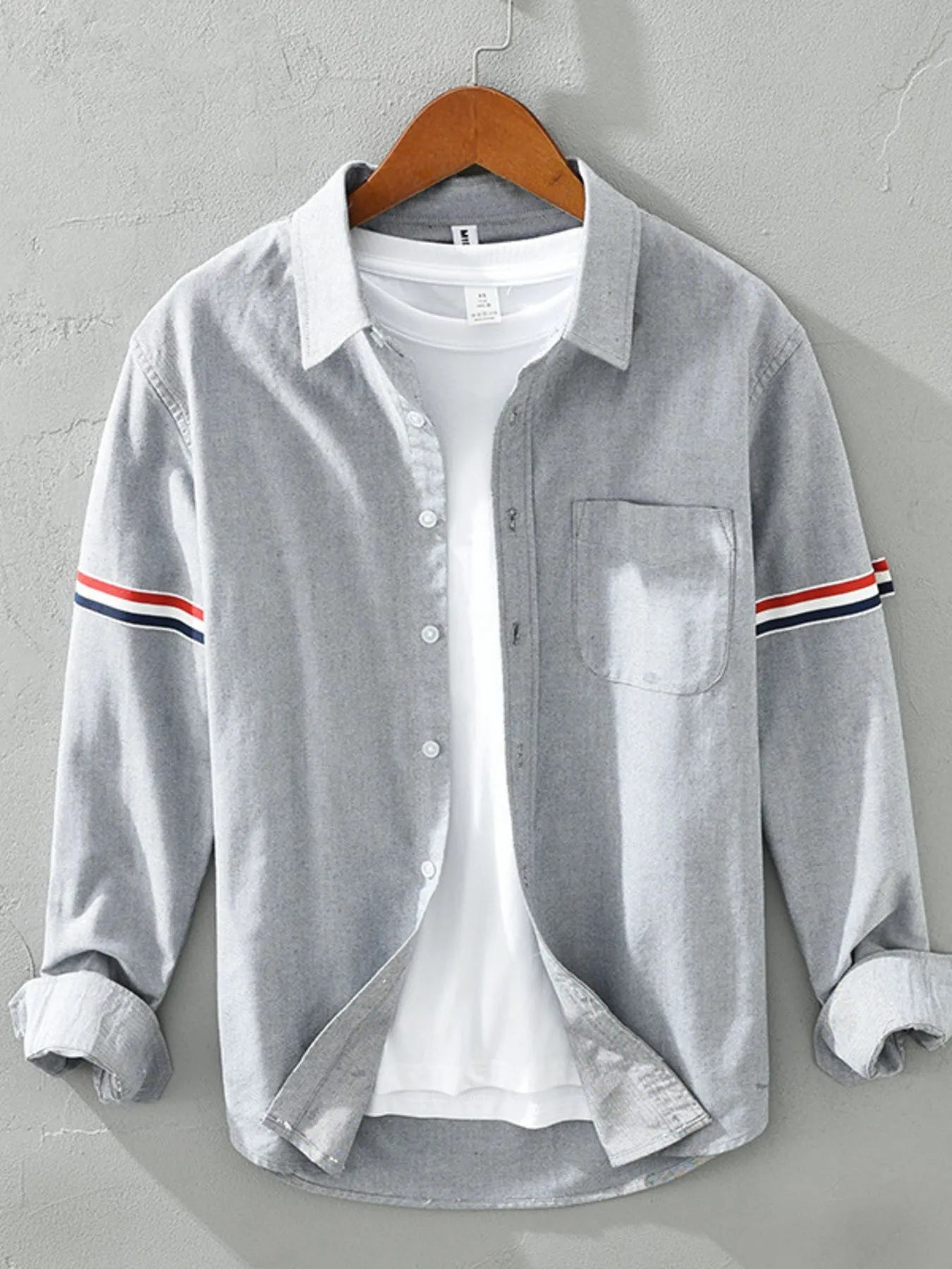 Men's Plus Size Long Sleeve Button-Up Shirt - cas7m