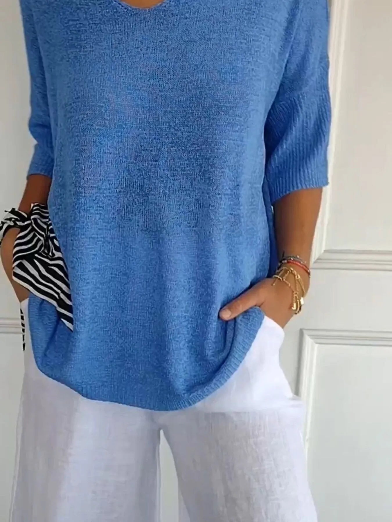 Full Size Relaxed Fit Ribbed Hem Sweater Plus Size - cas7m