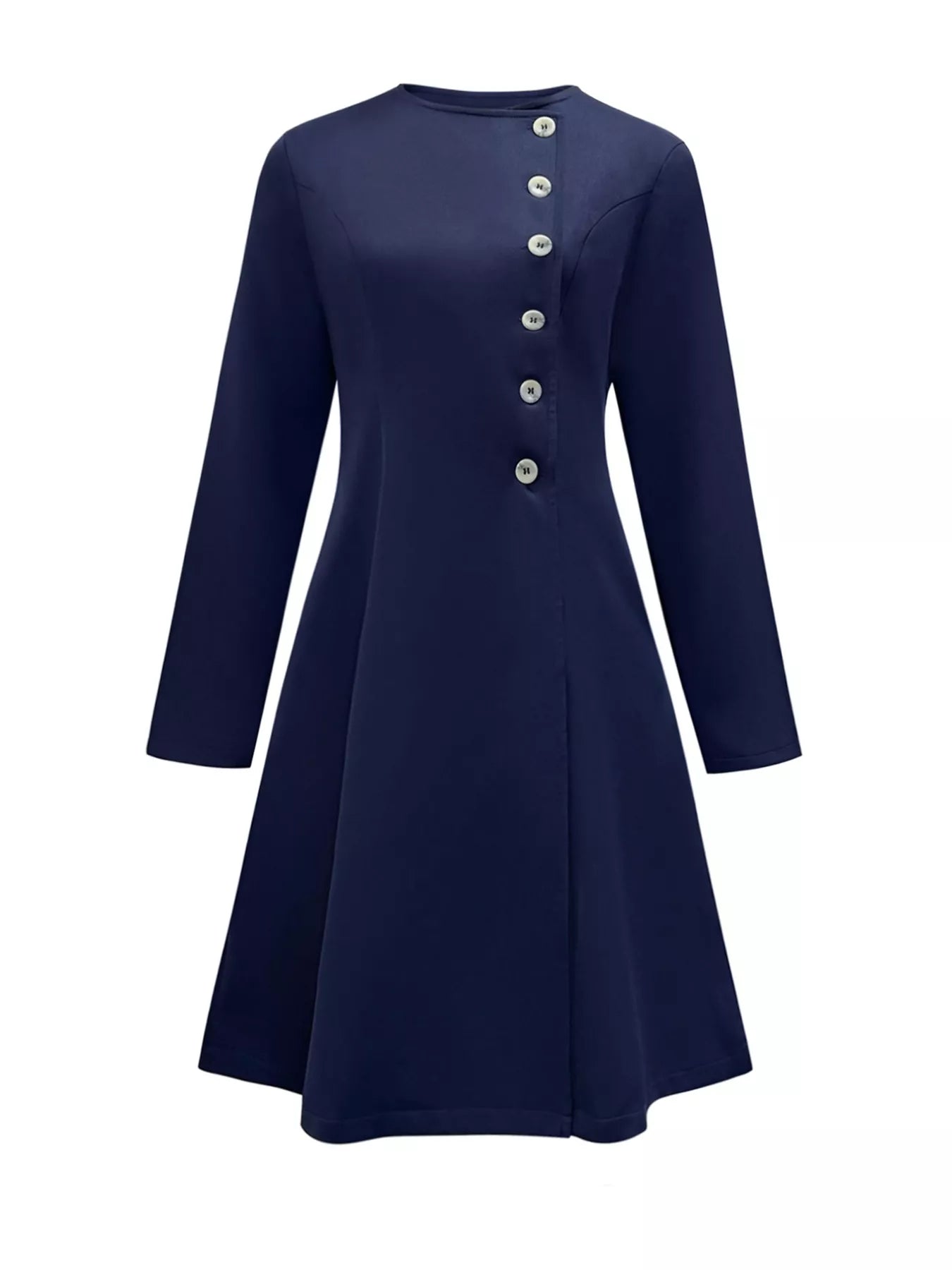 Button-Front A-Line Dress - cas7m