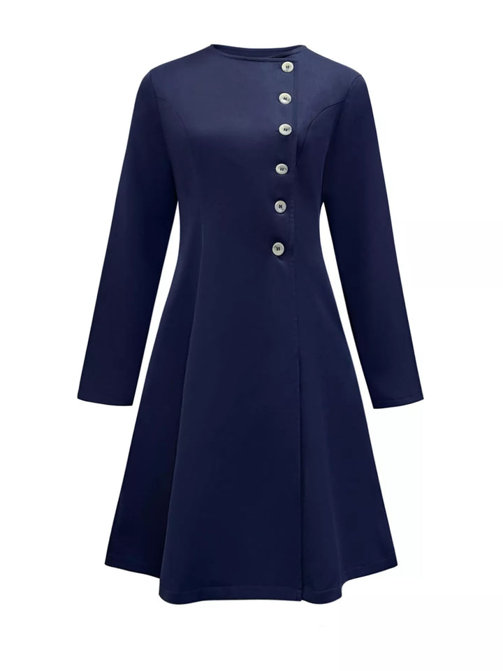 Button-Front A-Line Dress - cas7m