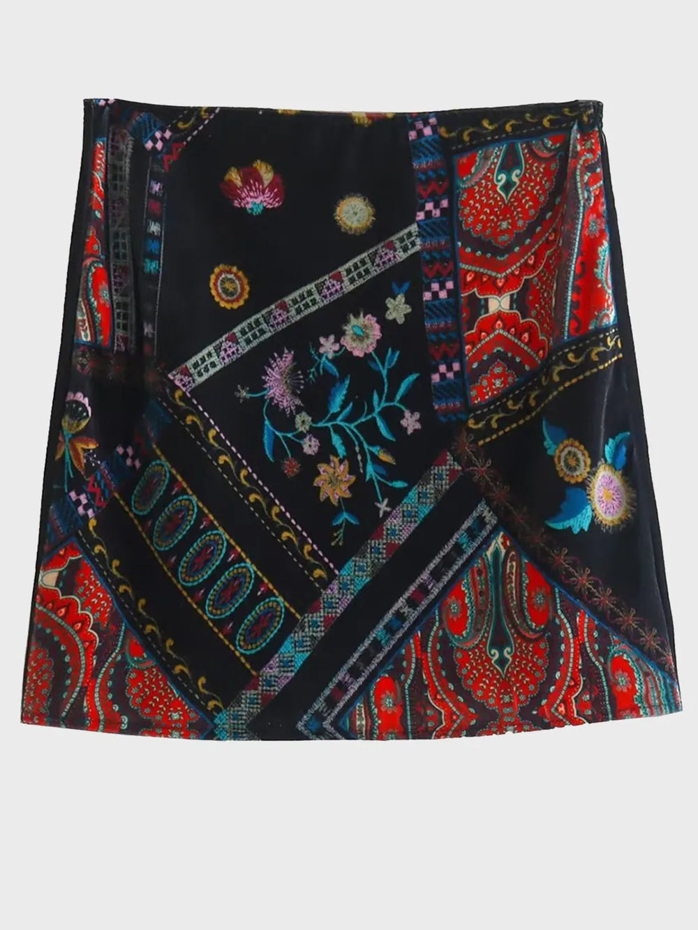 Printed Zip Mini Skirt - cas7m