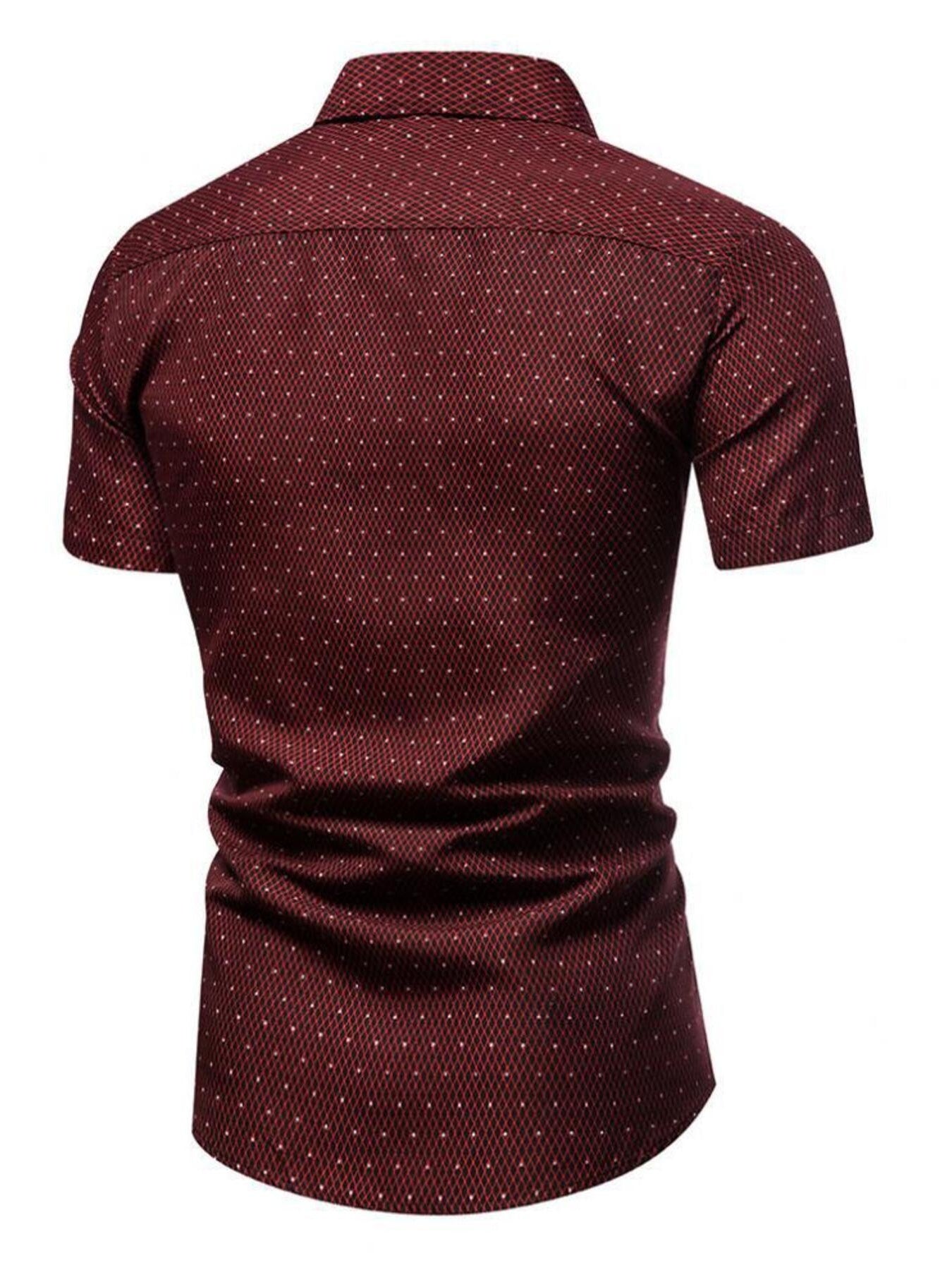 Men's Slim Fit Short Sleeve Dotted Shirt - cas7m