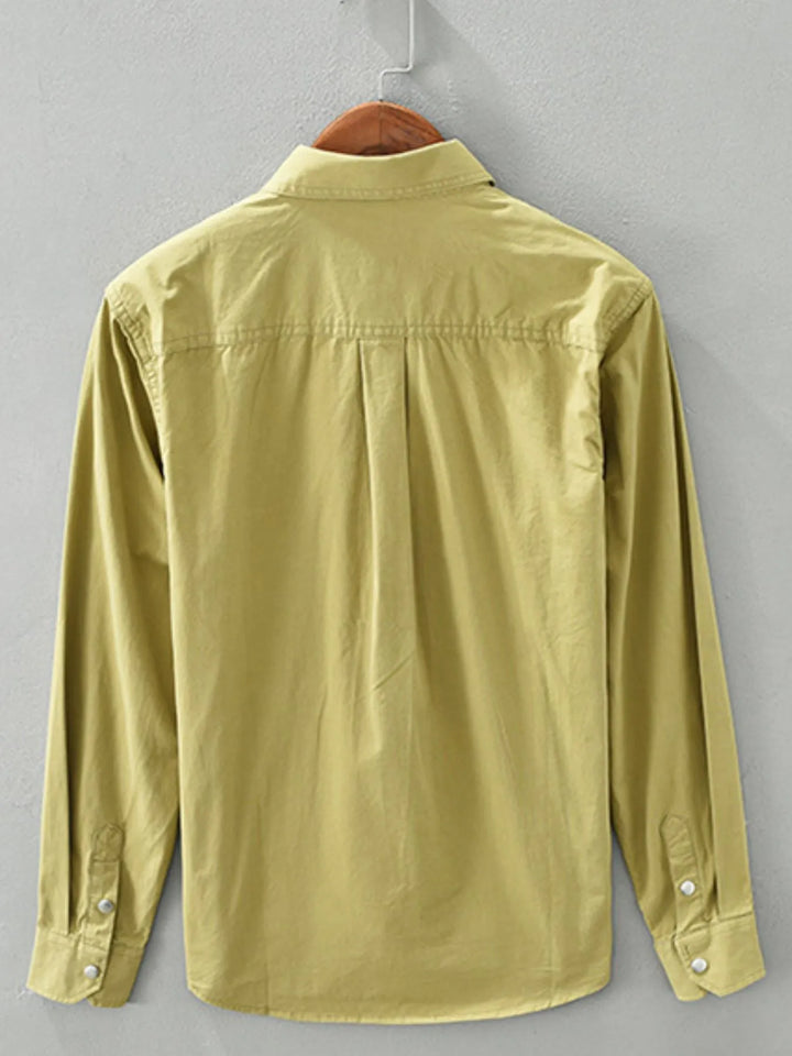 Men's Plus Size Button Up Long Sleeve Shirt - cas7m