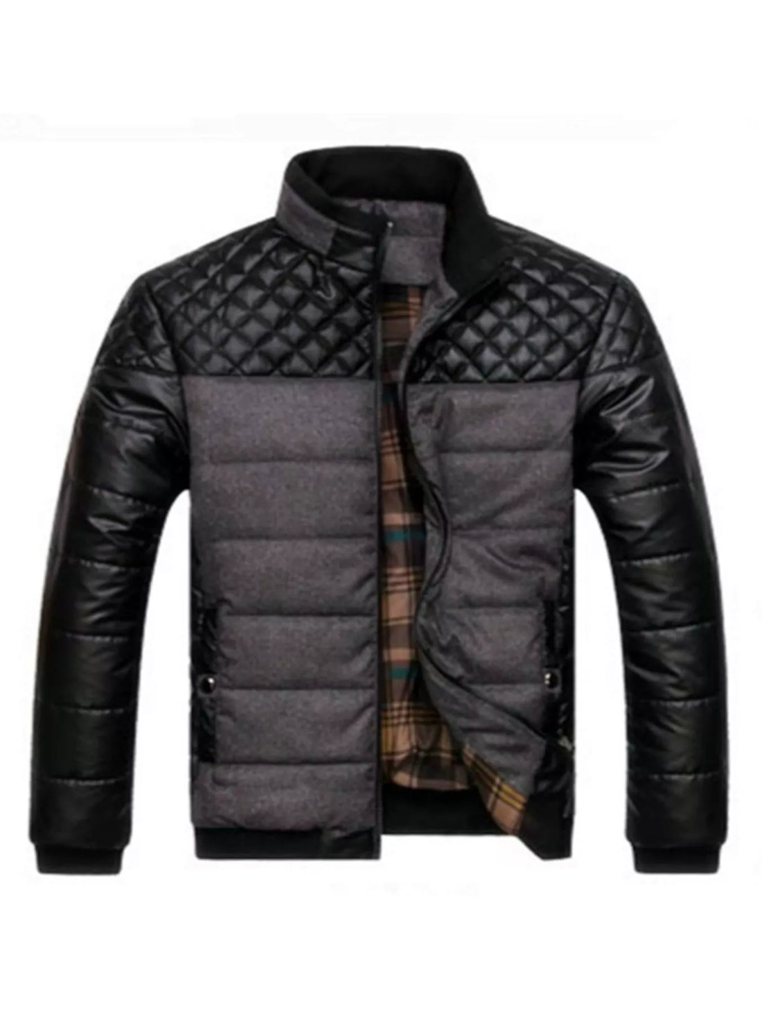 Men's Plus Size Zip Up Puffer Jacket - cas7m