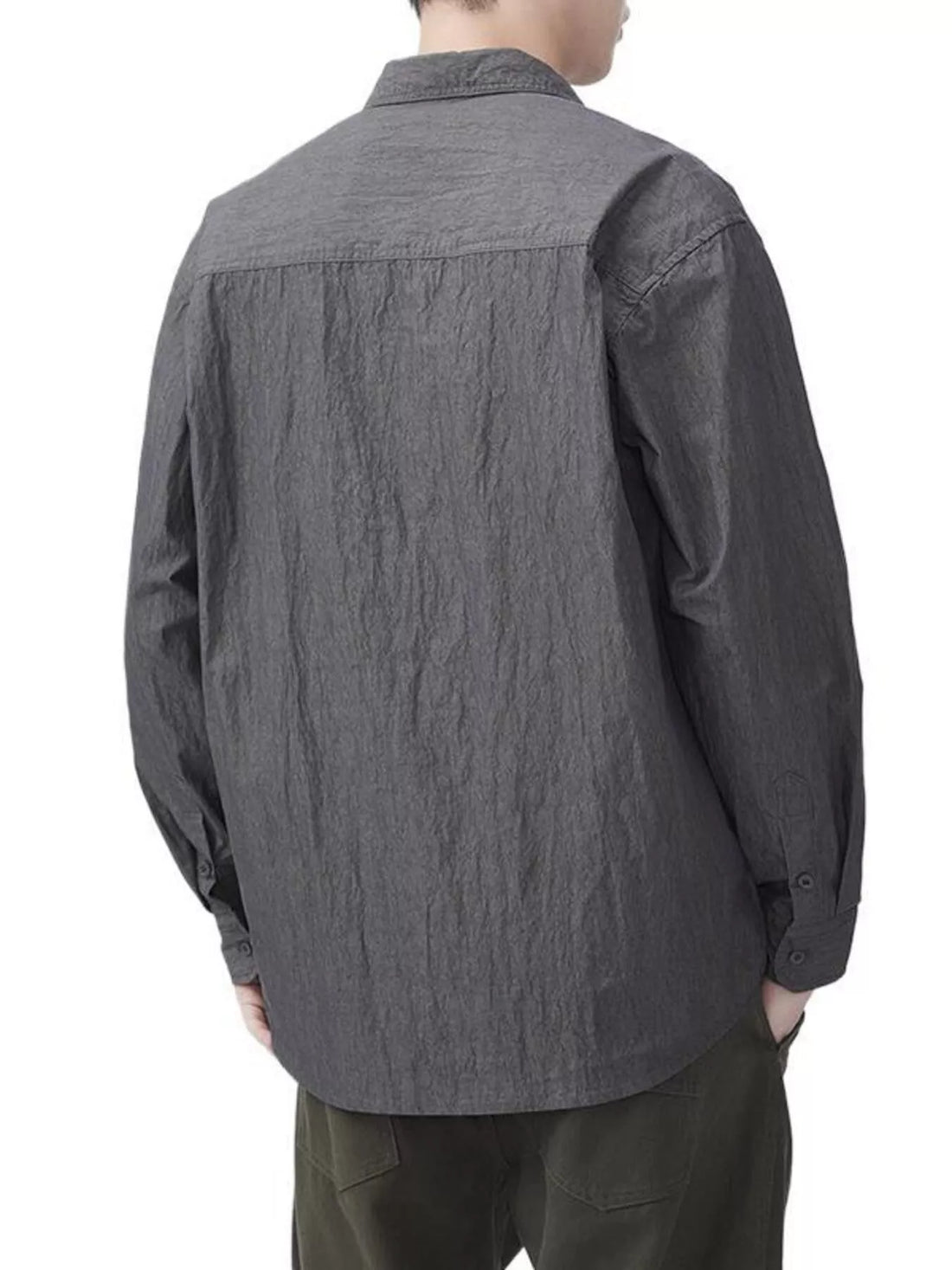 Men's Plus Size Button Up Long Sleeve Shirt - cas7m