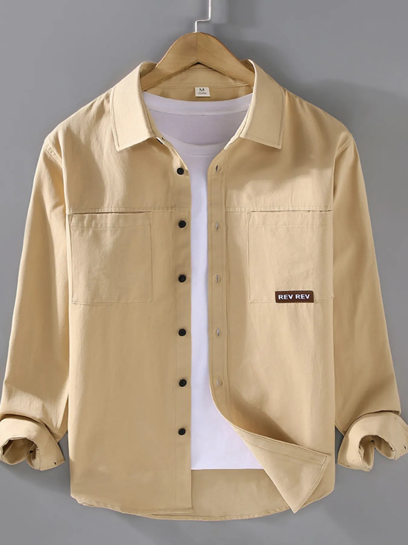 Men's Plus Size Button Up Long Sleeve Shirt - cas7m