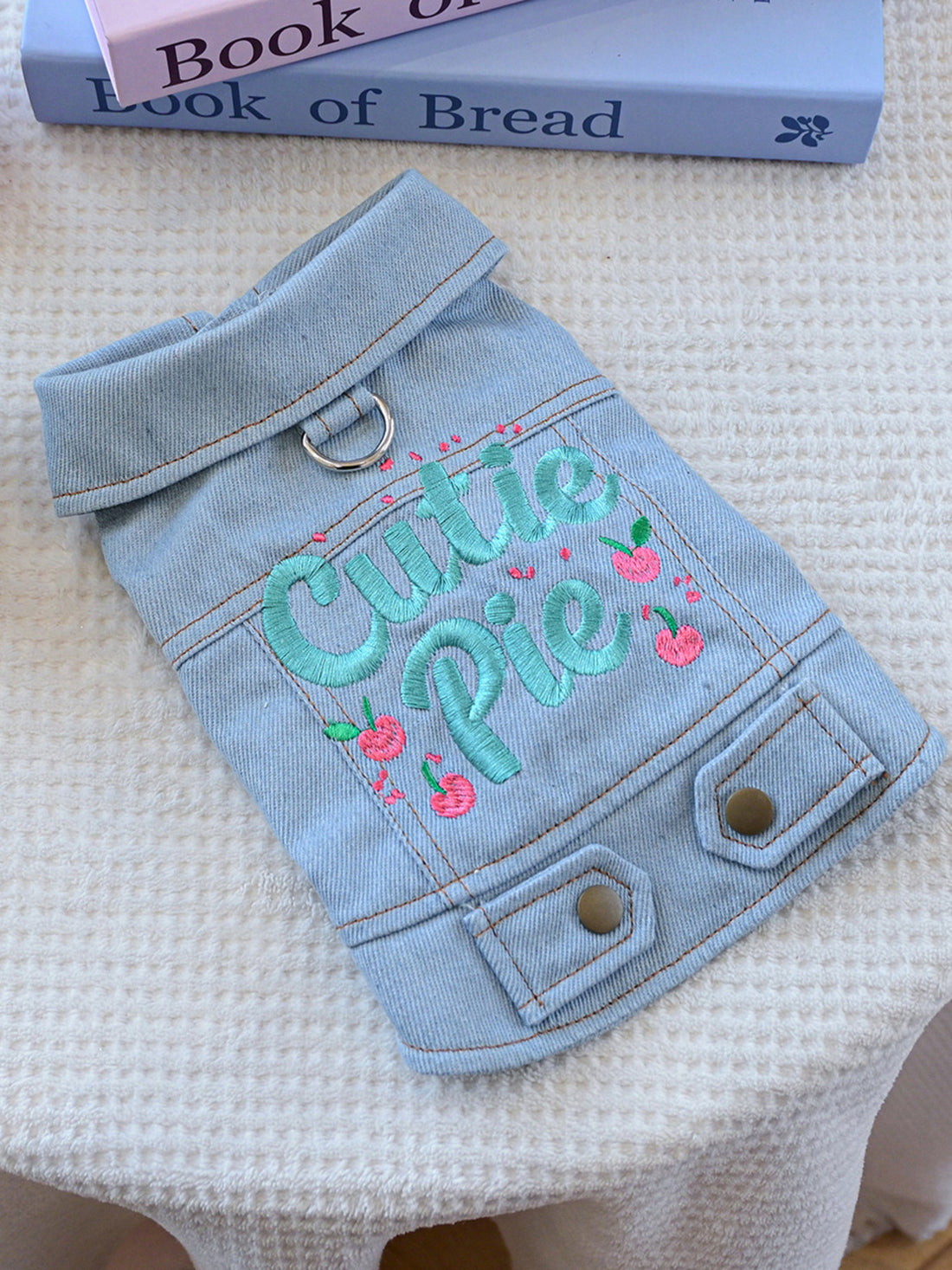 Embroidered Denim Pet Jacket - cas7m