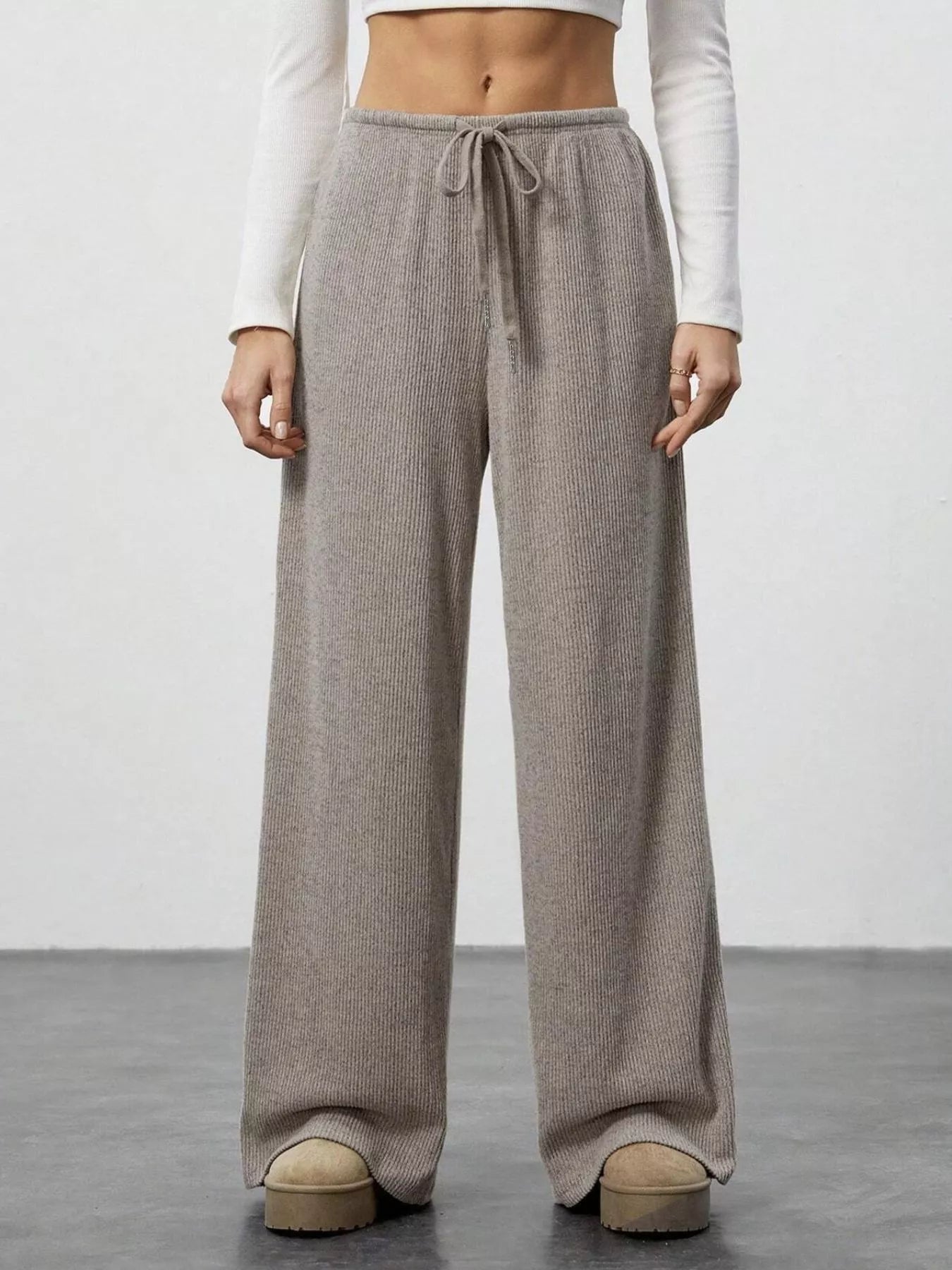 Relaxed Fit Wide Leg Pants - cas7m