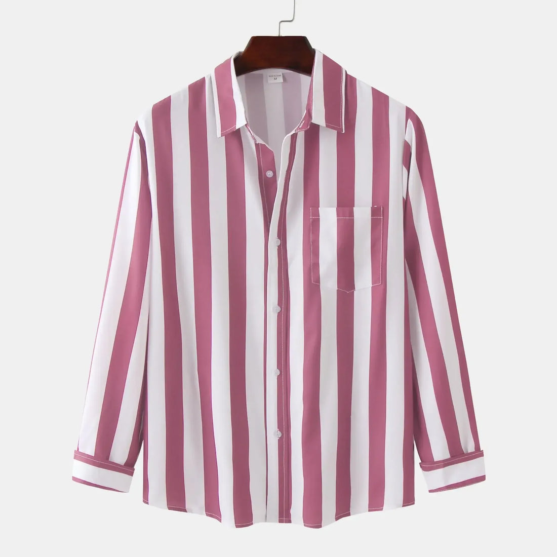 Men's Striped Button-Down Long Sleeve Shirt - cas7m