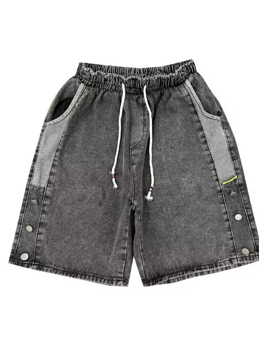 Men's Plus Size Casual Loose Fit Denim Shorts with Drawstring - cas7m