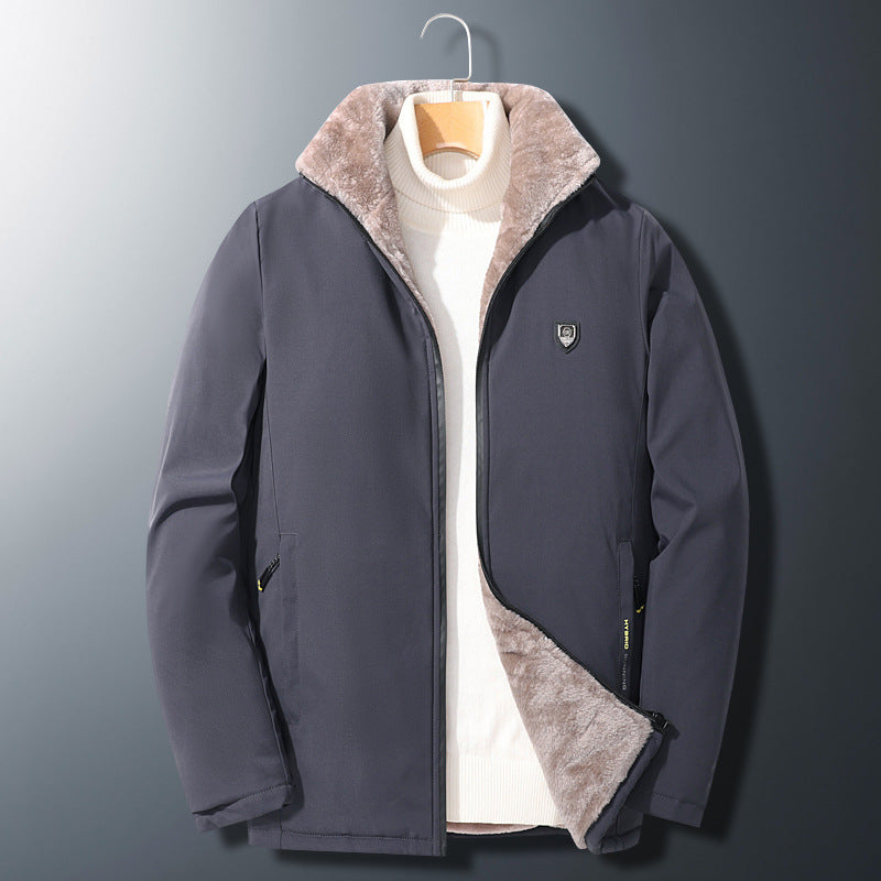 Thick Lamb Velvet Jacket Men's Warm Plus Size Quilted - cas7m