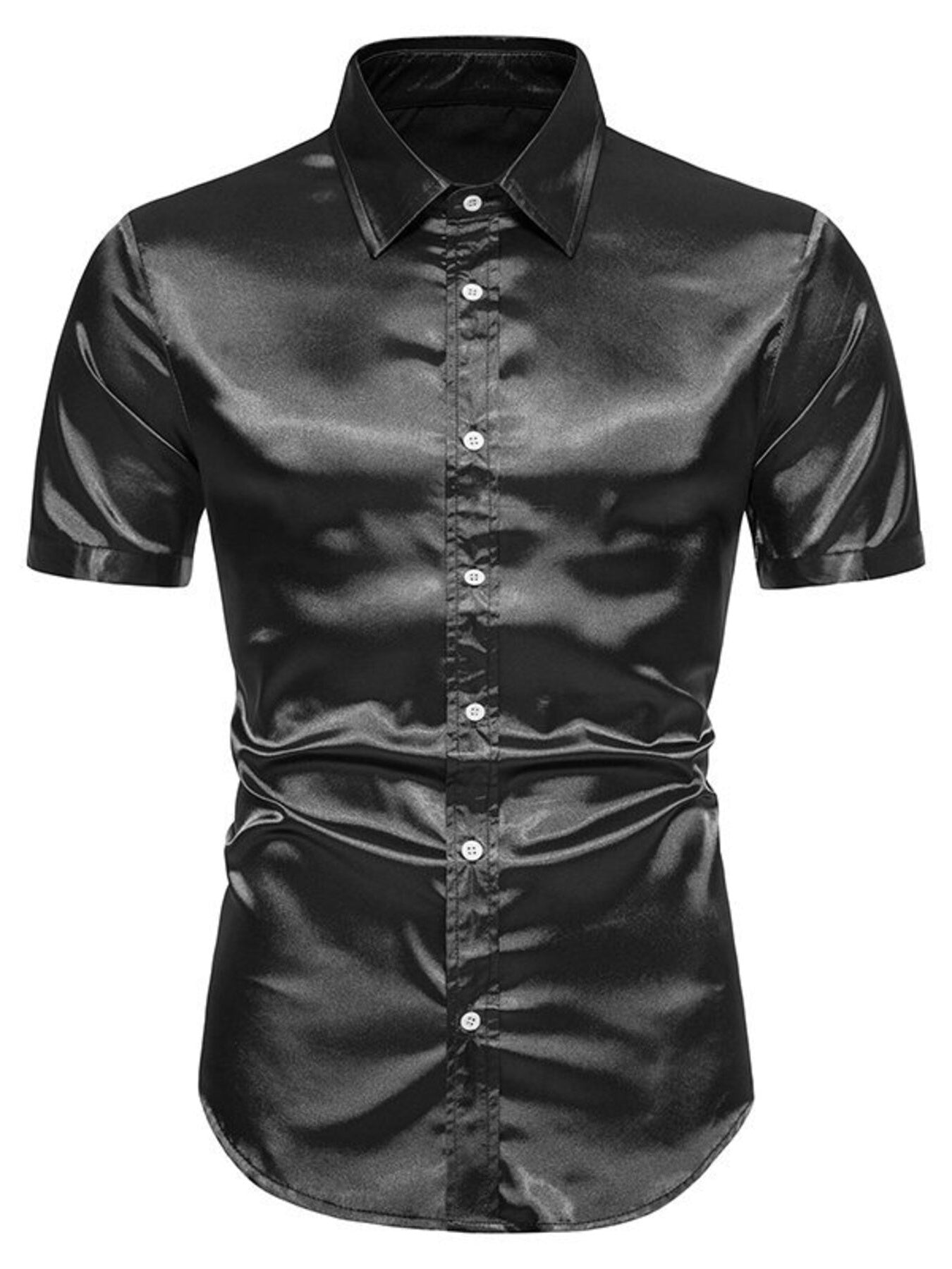 Men's Button Up Short Sleeve Shirt - cas7m