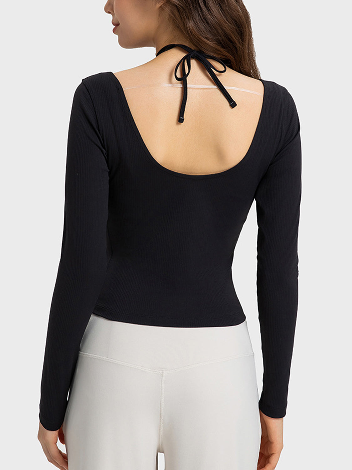 Millennia Halter Neck Long Sleeve Sporty Top - cas7m