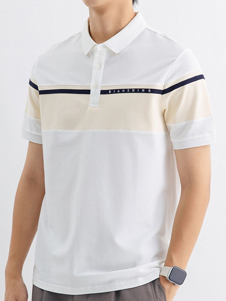 Men's Plus Size Color Block Polo Shirt - cas7m