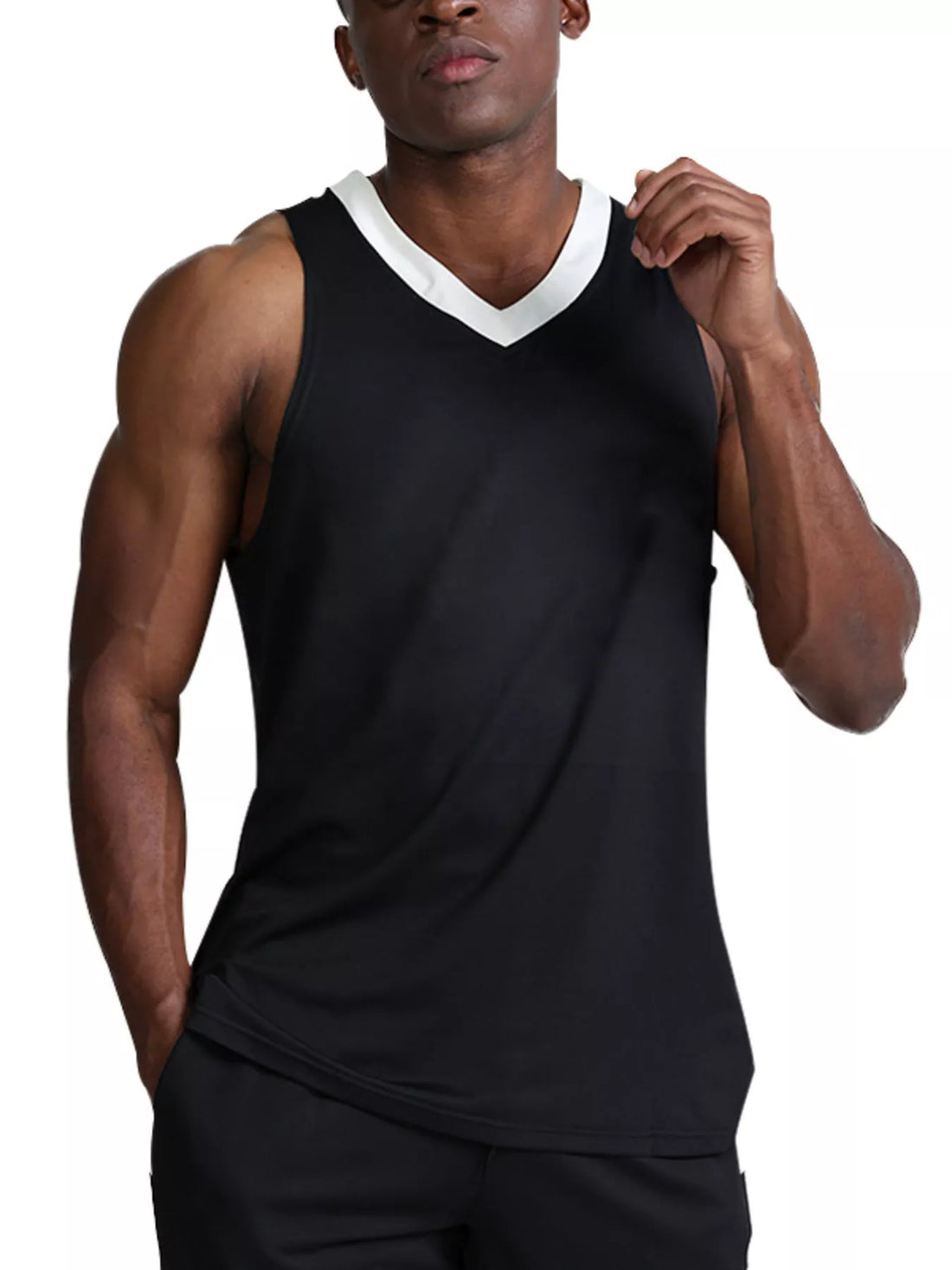 Men's V-Neck Performance Active Tank - cas7m