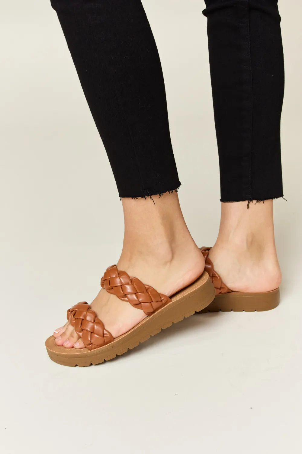 WILD DIVA Woven Dual Band Platform Sandals - cas7m