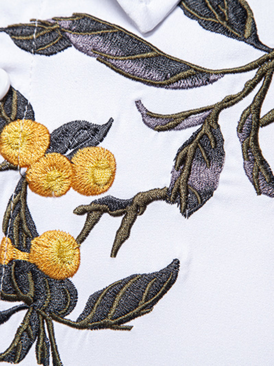 Men's Embroidered Floral Long Sleeve Shirt - cas7m