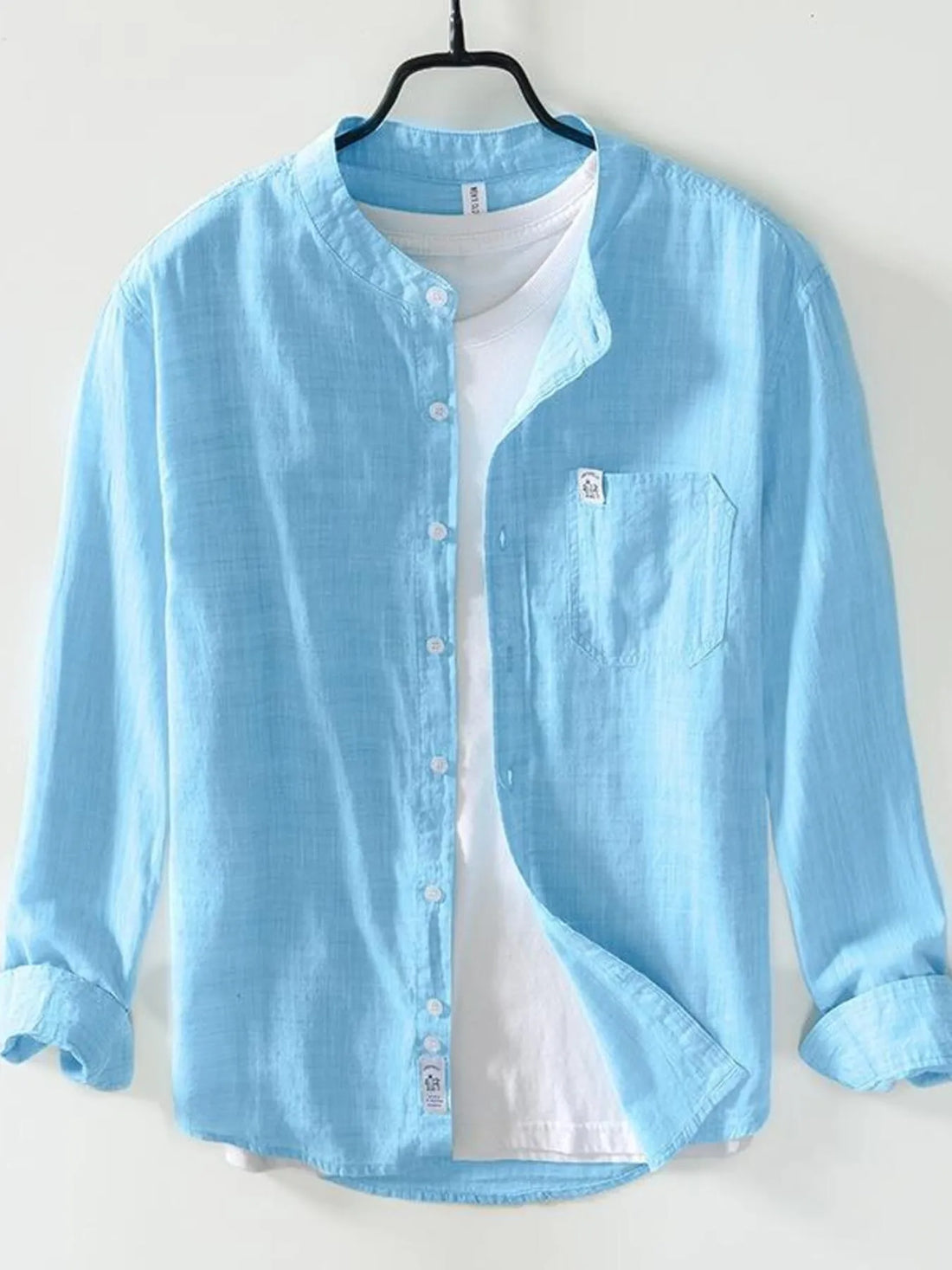 Men's Plus Size Button Up Long Sleeve Shirt - cas7m