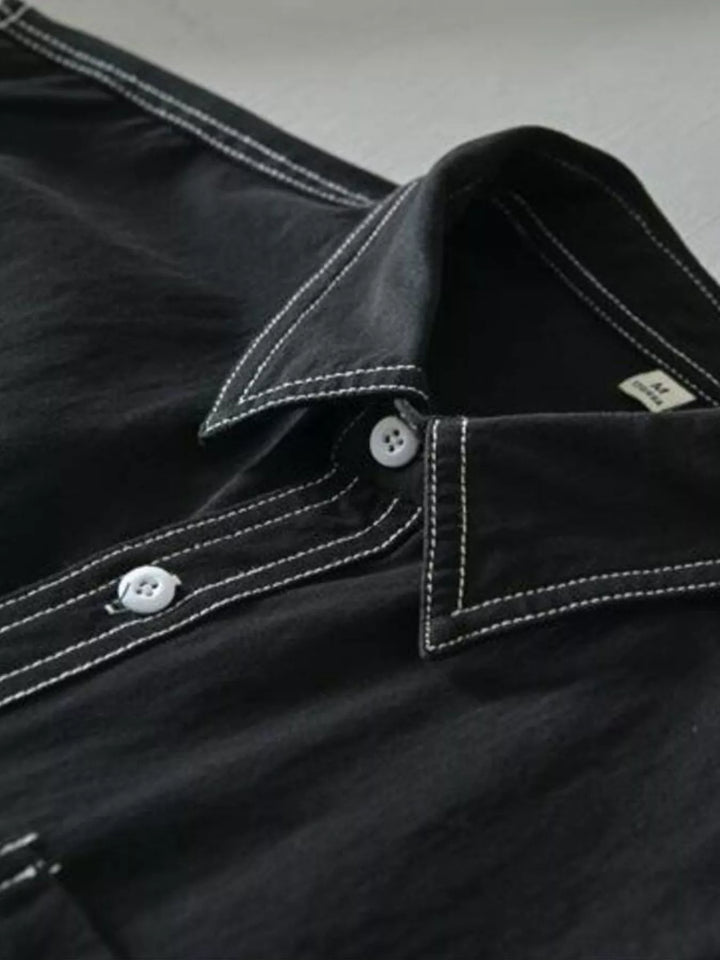 Men's Plus Size Button Up Long Sleeve Shirt - cas7m
