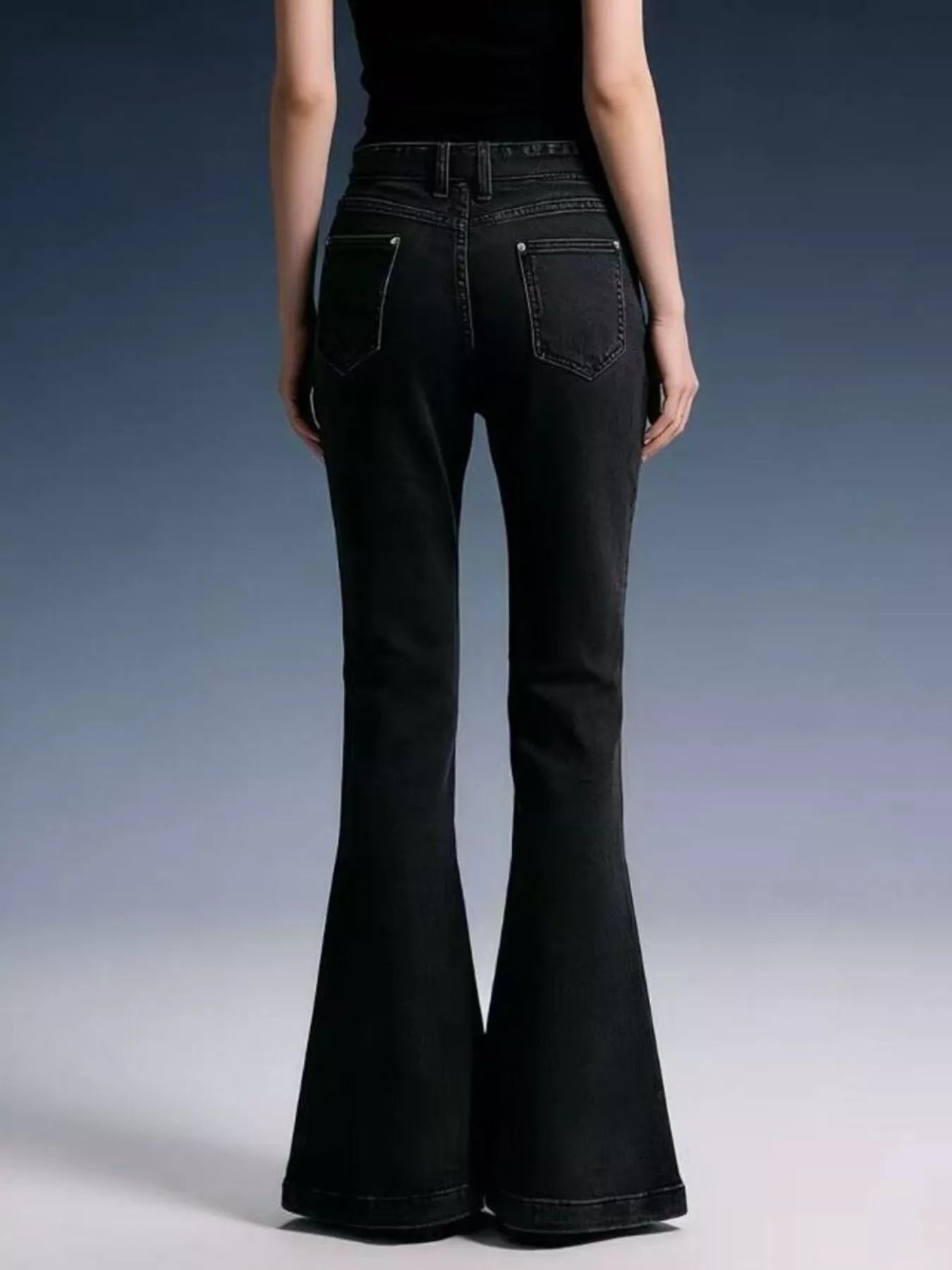 Bow-Tie High-Waisted Flare Jeans - cas7m