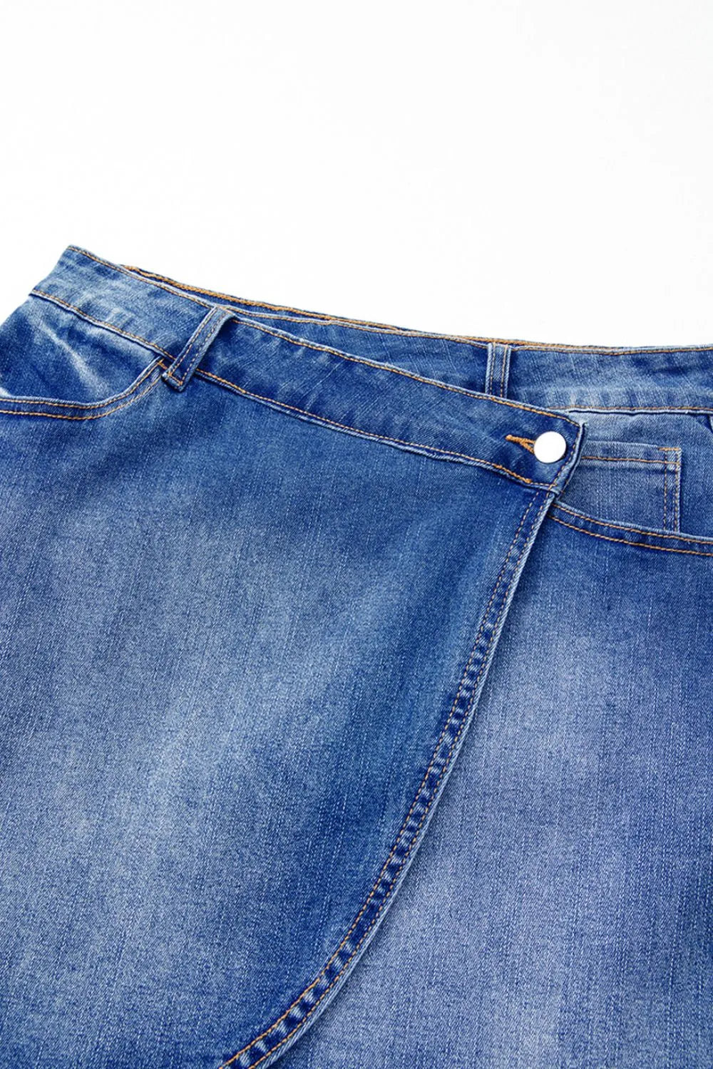 Wrapped Crossed Waist Denim Mini Skirt - cas7m